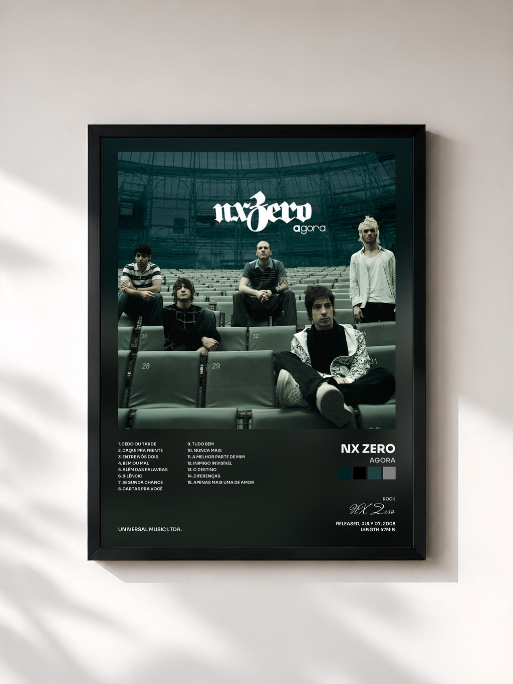 #noir Tableau de l'album Agora de NX Zero, cadre noir, imprimé et encadré en France