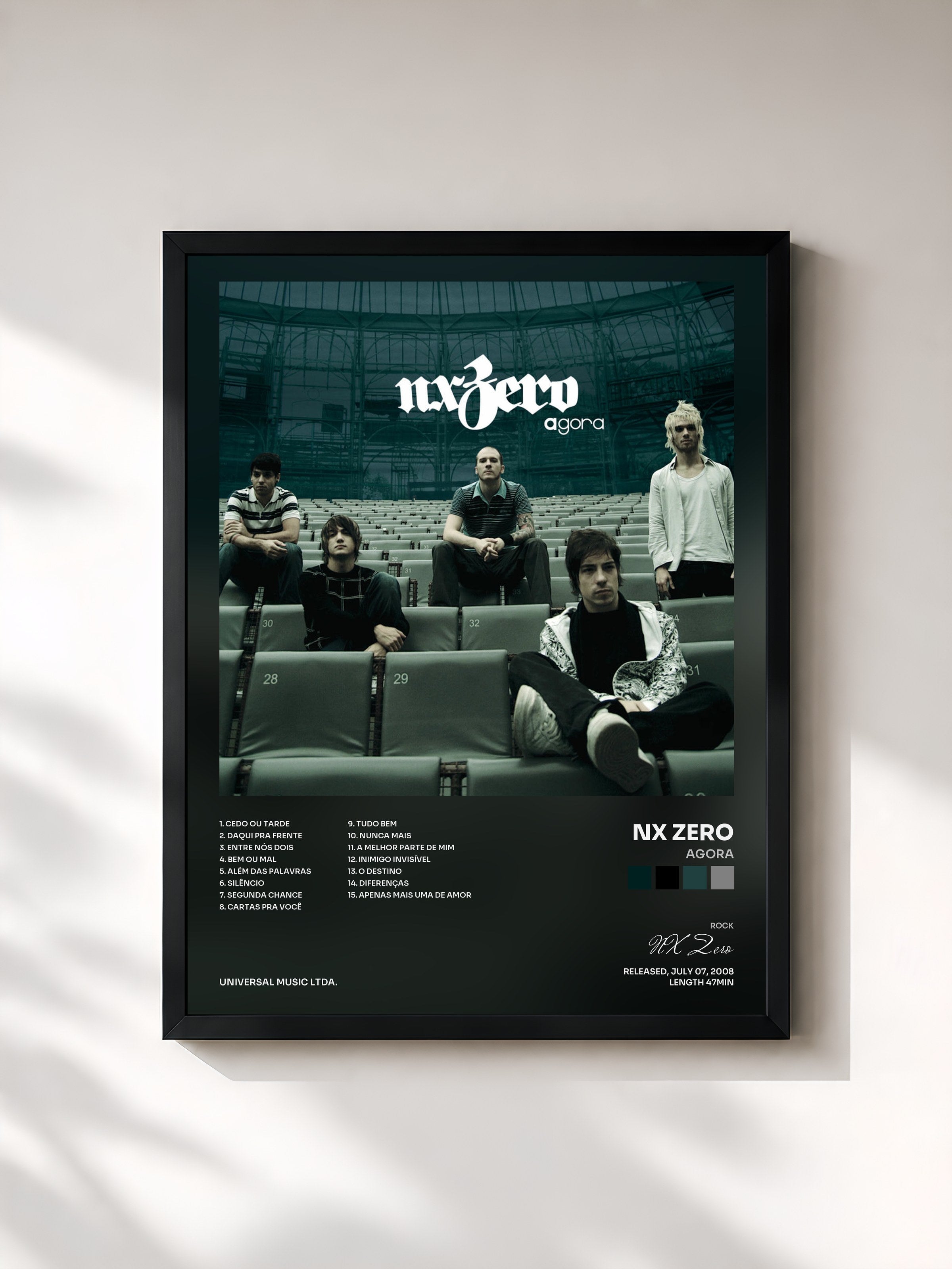 #noir Tableau de l'album Agora de NX Zero, cadre noir, imprimé et encadré en France