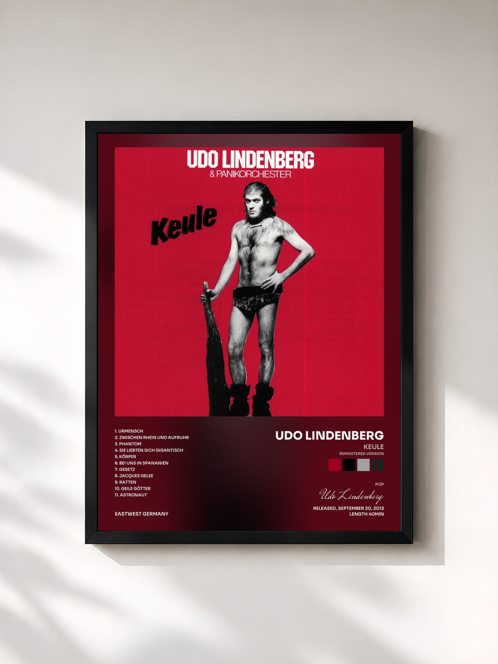 #noir Tableau de l'album Keule (Remastered Version) de Udo Lindenberg, cadre noir, imprimé et encadré en France
