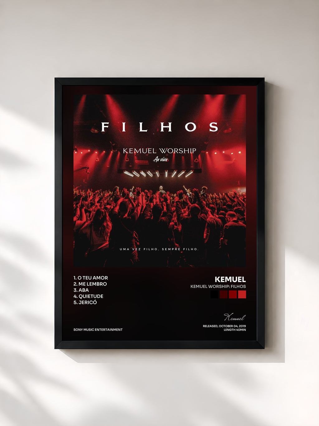 #noir Tableau de l'album Kemuel Worship: Filhos de Kemuel, cadre noir, imprimé et encadré en France