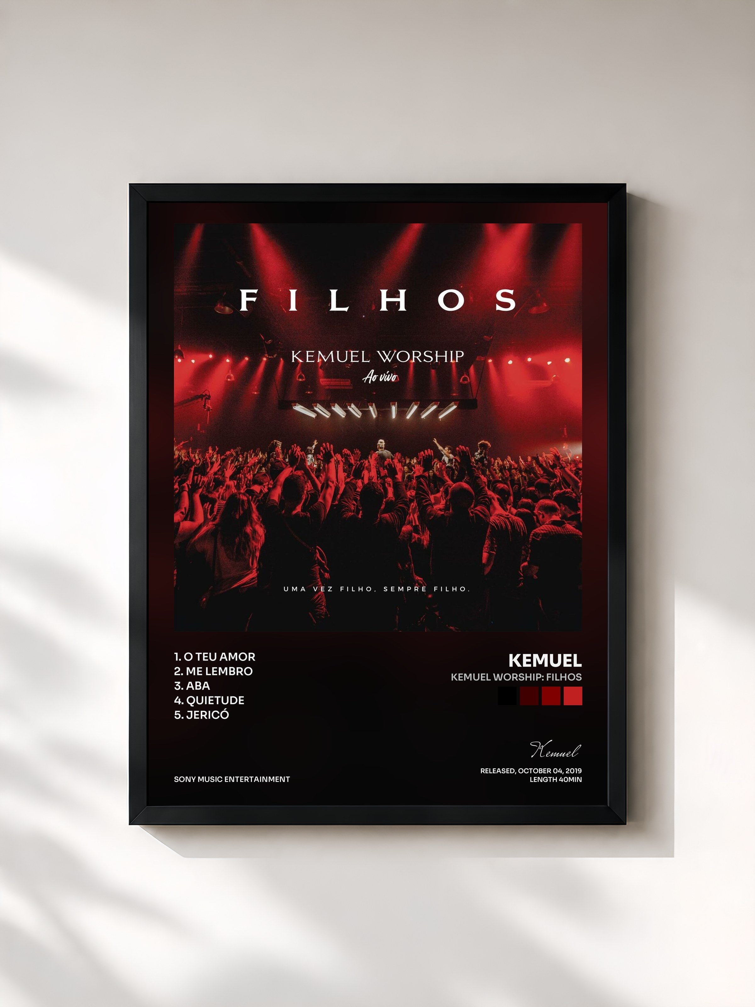 #noir Tableau de l'album Kemuel Worship: Filhos de Kemuel, cadre noir, imprimé et encadré en France