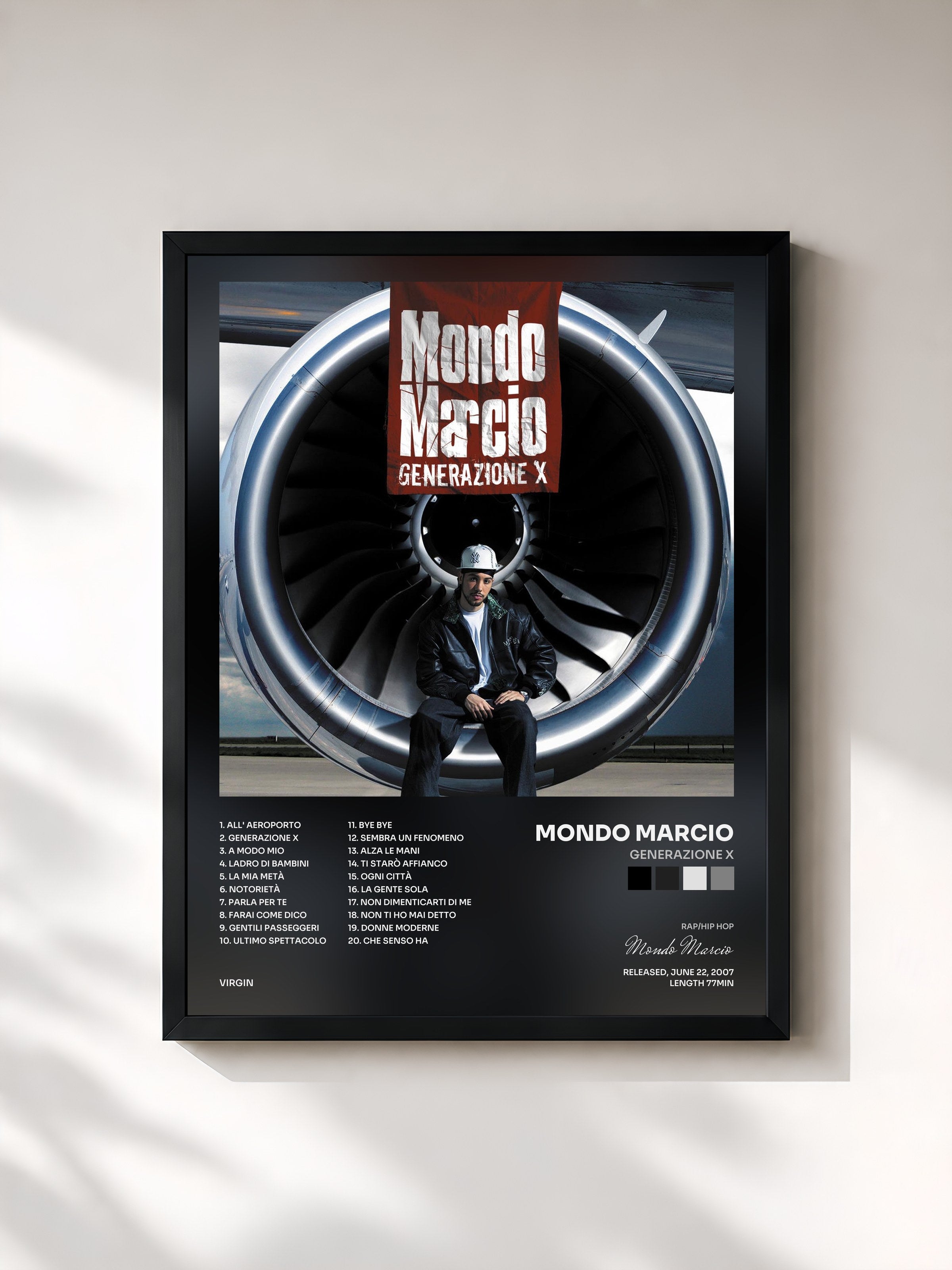 #noir Tableau de l'album Generazione X de Mondo Marcio, cadre noir, imprimé et encadré en France