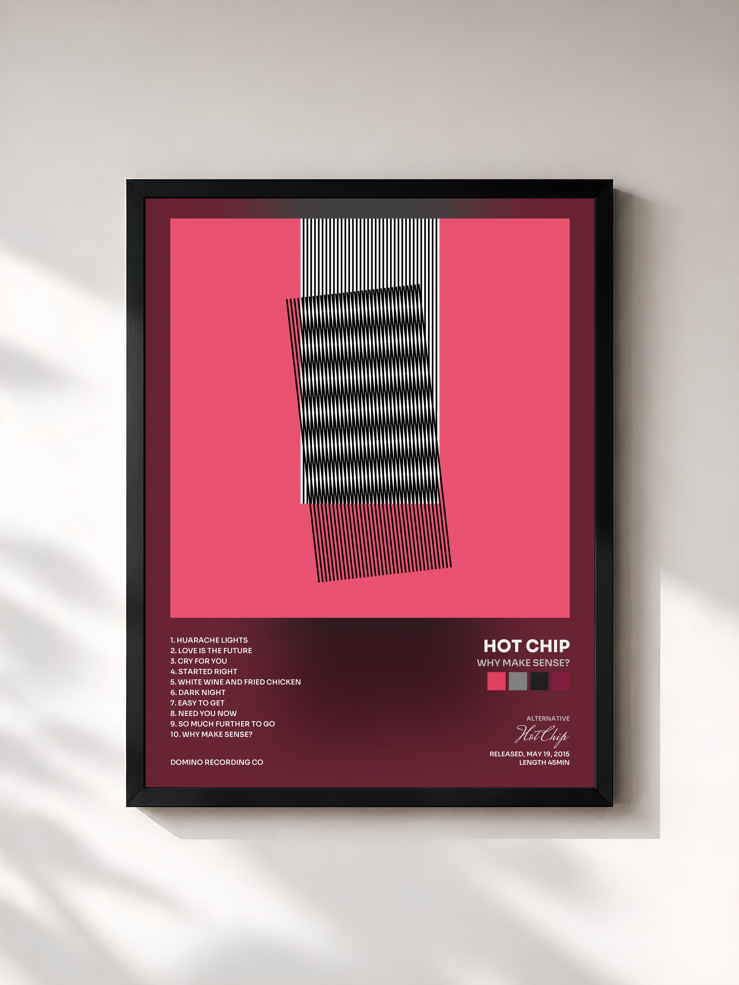 #noir Tableau de l'album Why Make Sense? de Hot Chip, cadre noir, imprimé et encadré en France
