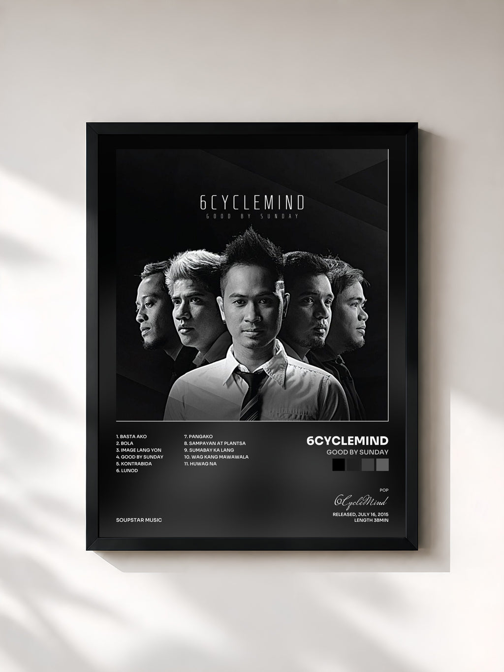 #noir Tableau de l'album Good by Sunday de 6CycleMind, cadre noir, imprimé et encadré en France