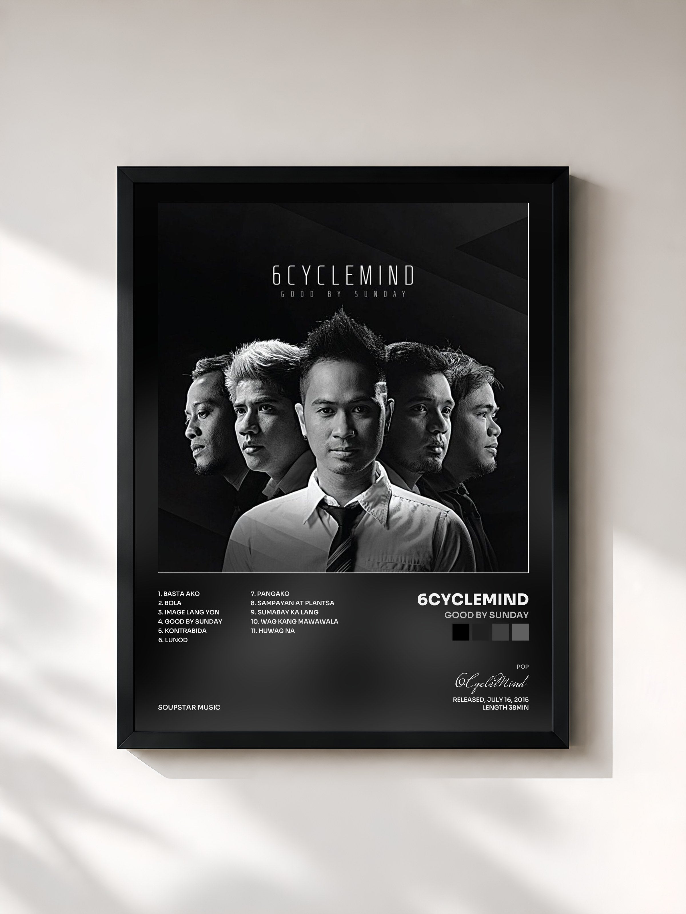 #noir Tableau de l'album Good by Sunday de 6CycleMind, cadre noir, imprimé et encadré en France