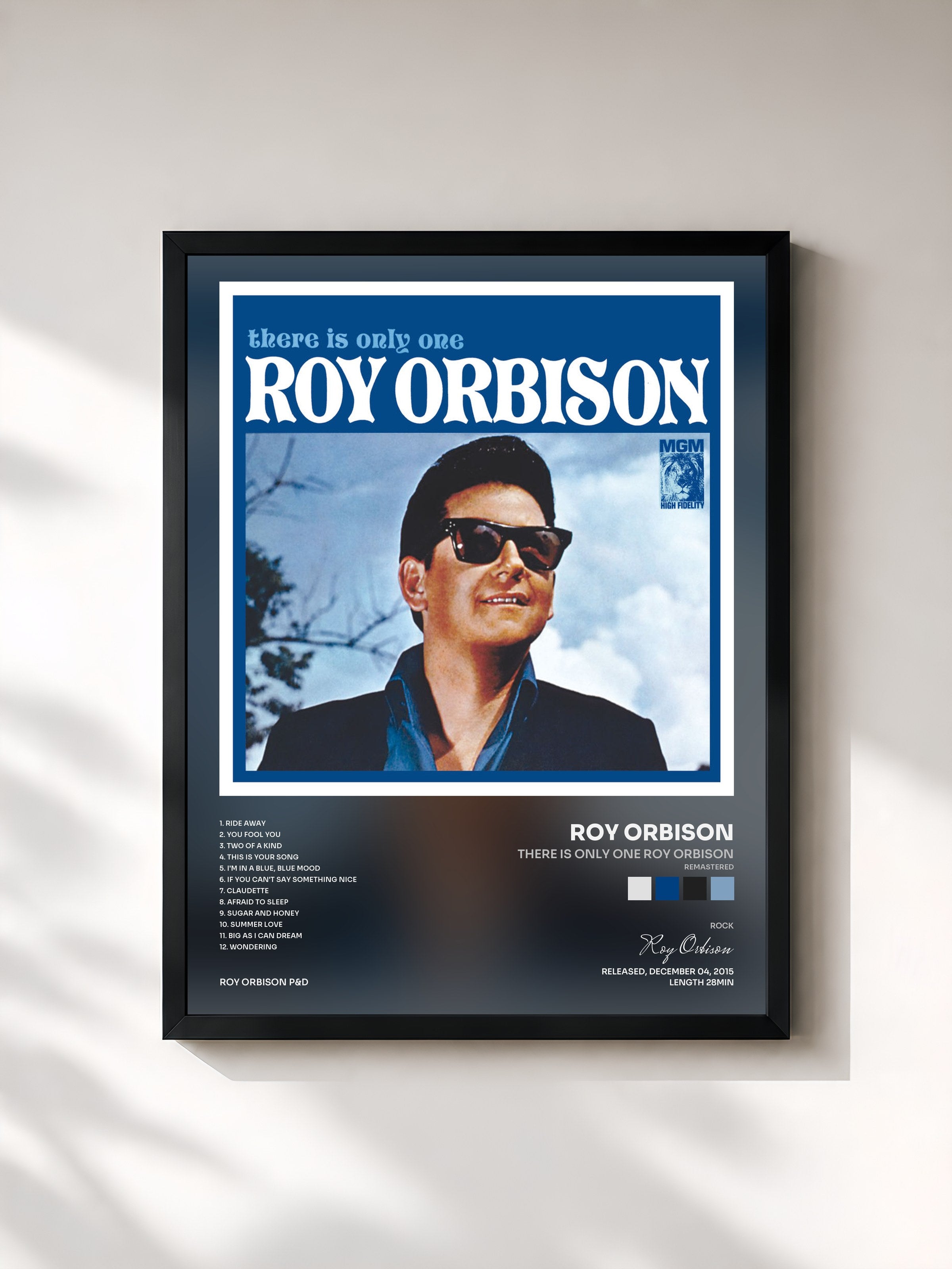 #noir Tableau de l'album There Is Only One Roy Orbison (Remastered) de Roy Orbison, cadre noir, imprimé et encadré en France