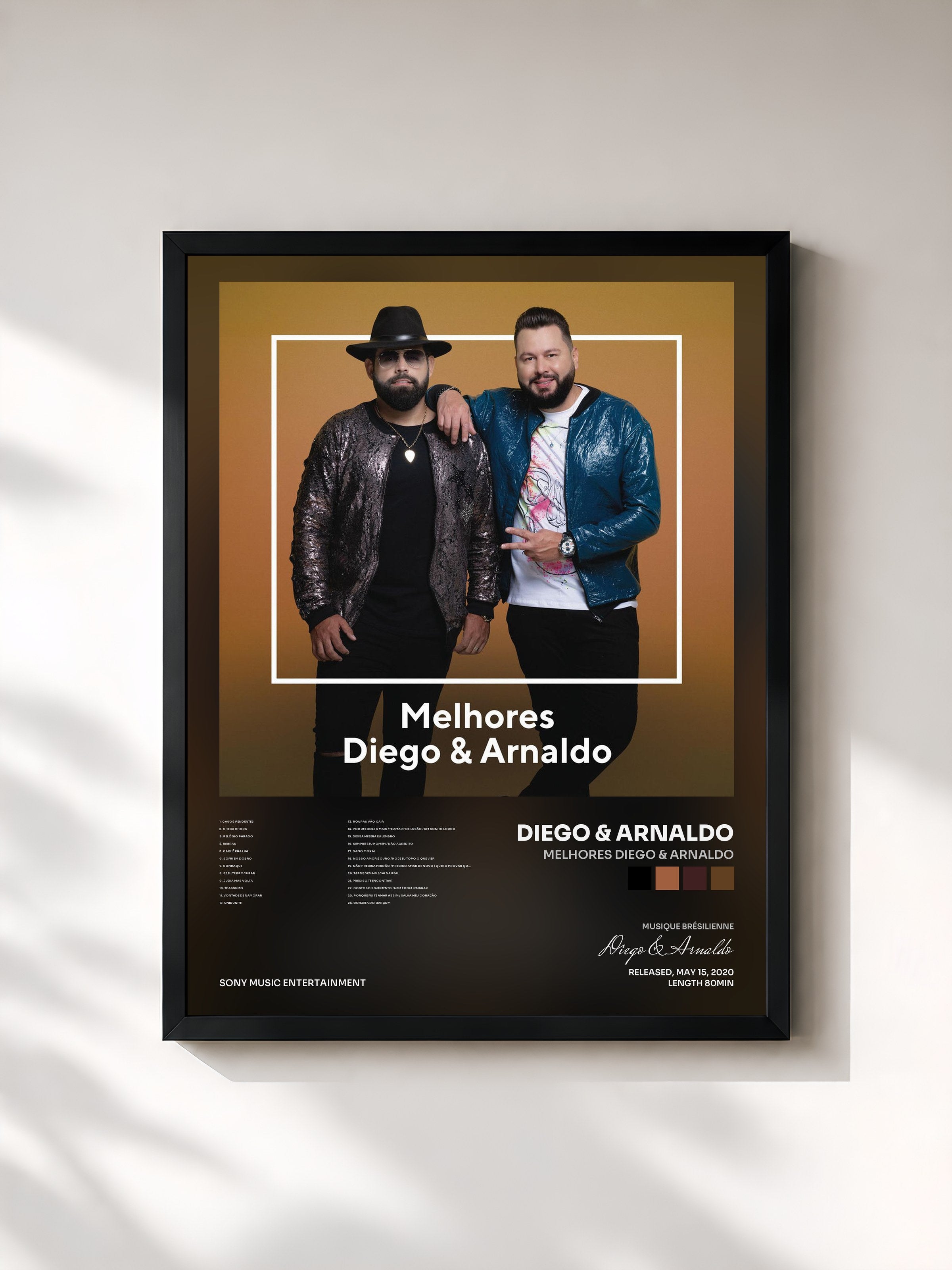 #noir Tableau de l'album Melhores Diego & Arnaldo de Diego & Arnaldo, cadre noir, imprimé et encadré en France