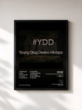 #noir Tableau de l'album Young Drug Dealers Mixtape de Tiitof, cadre noir, imprimé et encadré en France
