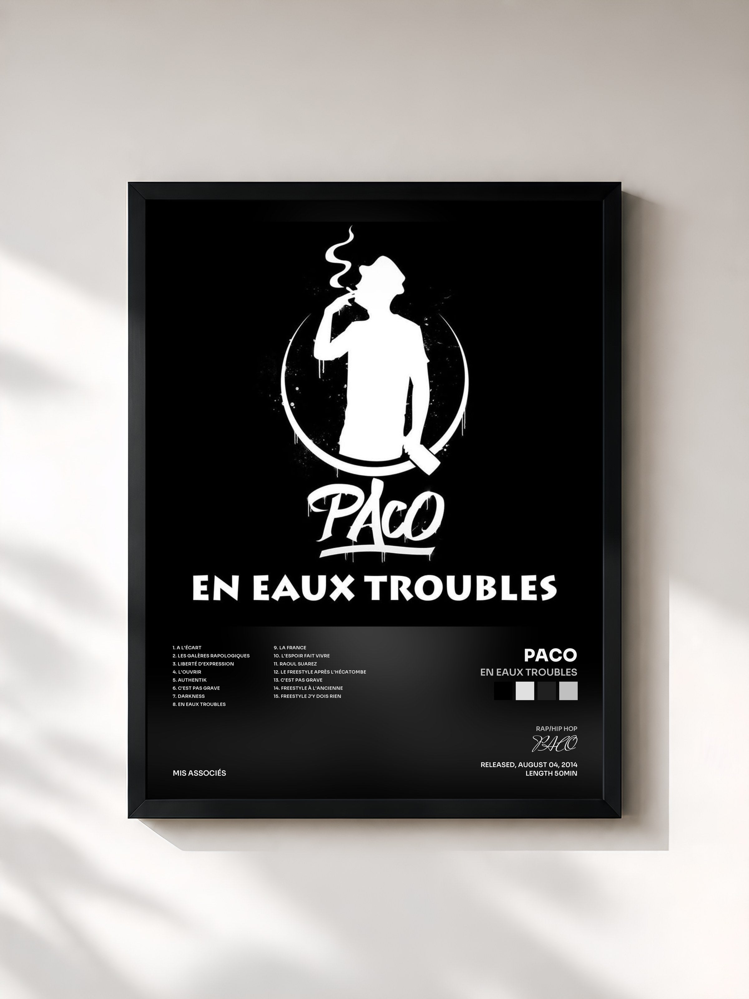 #noir Tableau de l'album En eaux troubles de PACO, cadre noir, imprimé et encadré en France