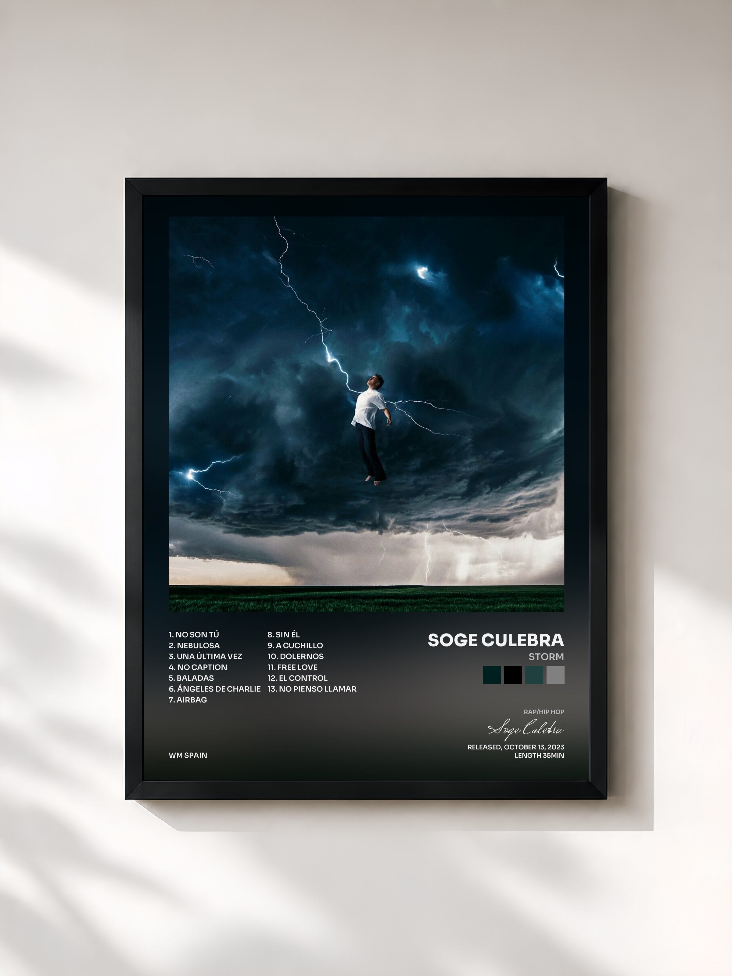 #noir Tableau de l'album STORM de Soge Culebra, cadre noir, imprimé et encadré en France
