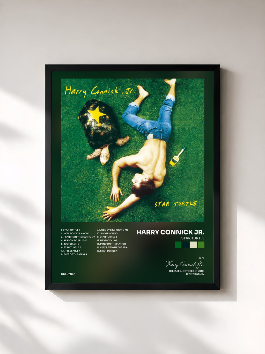 #noir Tableau de l'album Star Turtle de Harry Connick Jr., cadre noir, imprimé et encadré en France