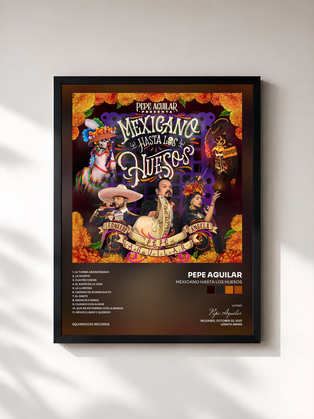 #noir Tableau de l'album Mexicano Hasta los Huesos de Pepe Aguilar, cadre noir, imprimé et encadré en France