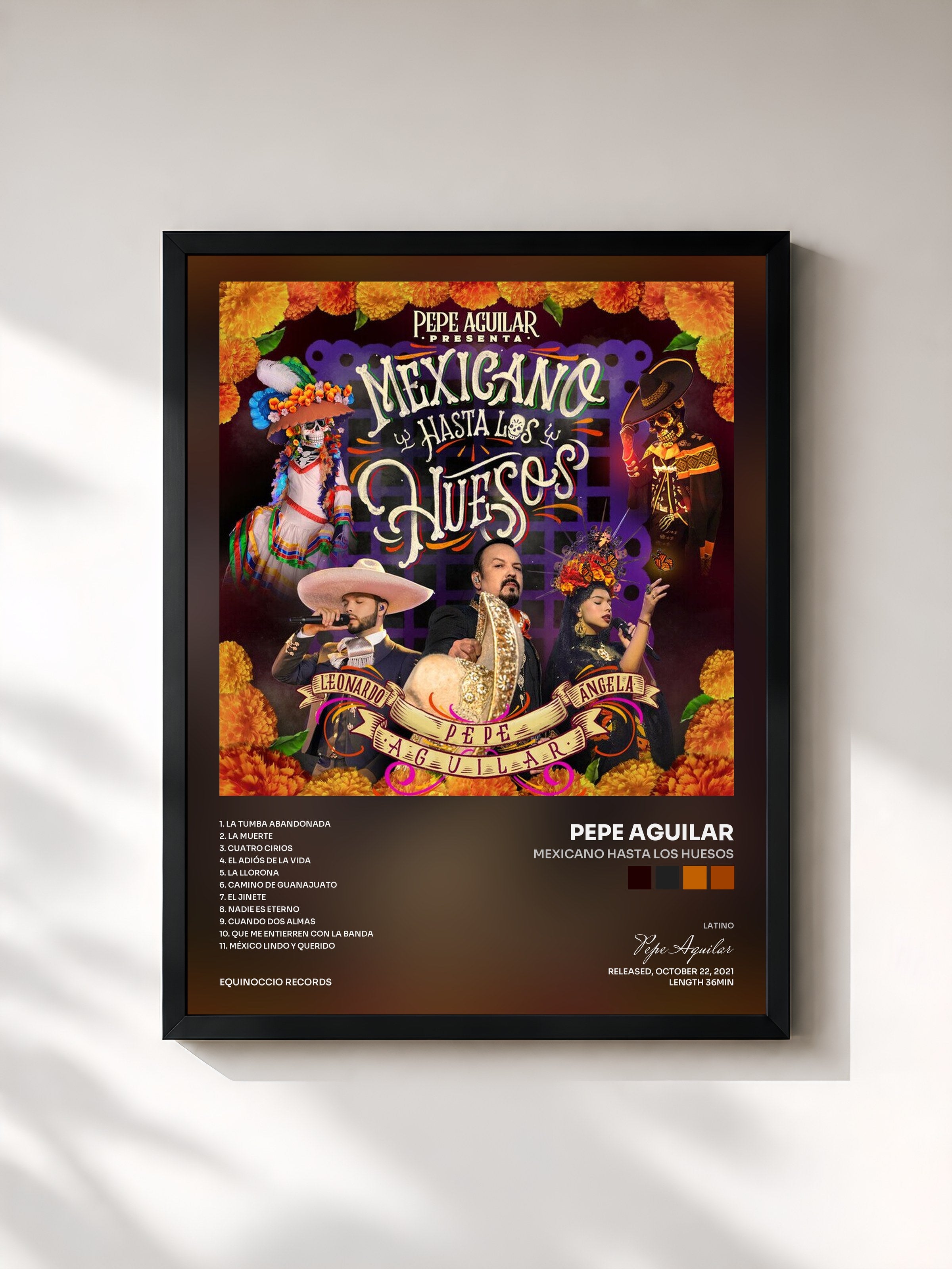 #noir Tableau de l'album Mexicano Hasta los Huesos de Pepe Aguilar, cadre noir, imprimé et encadré en France