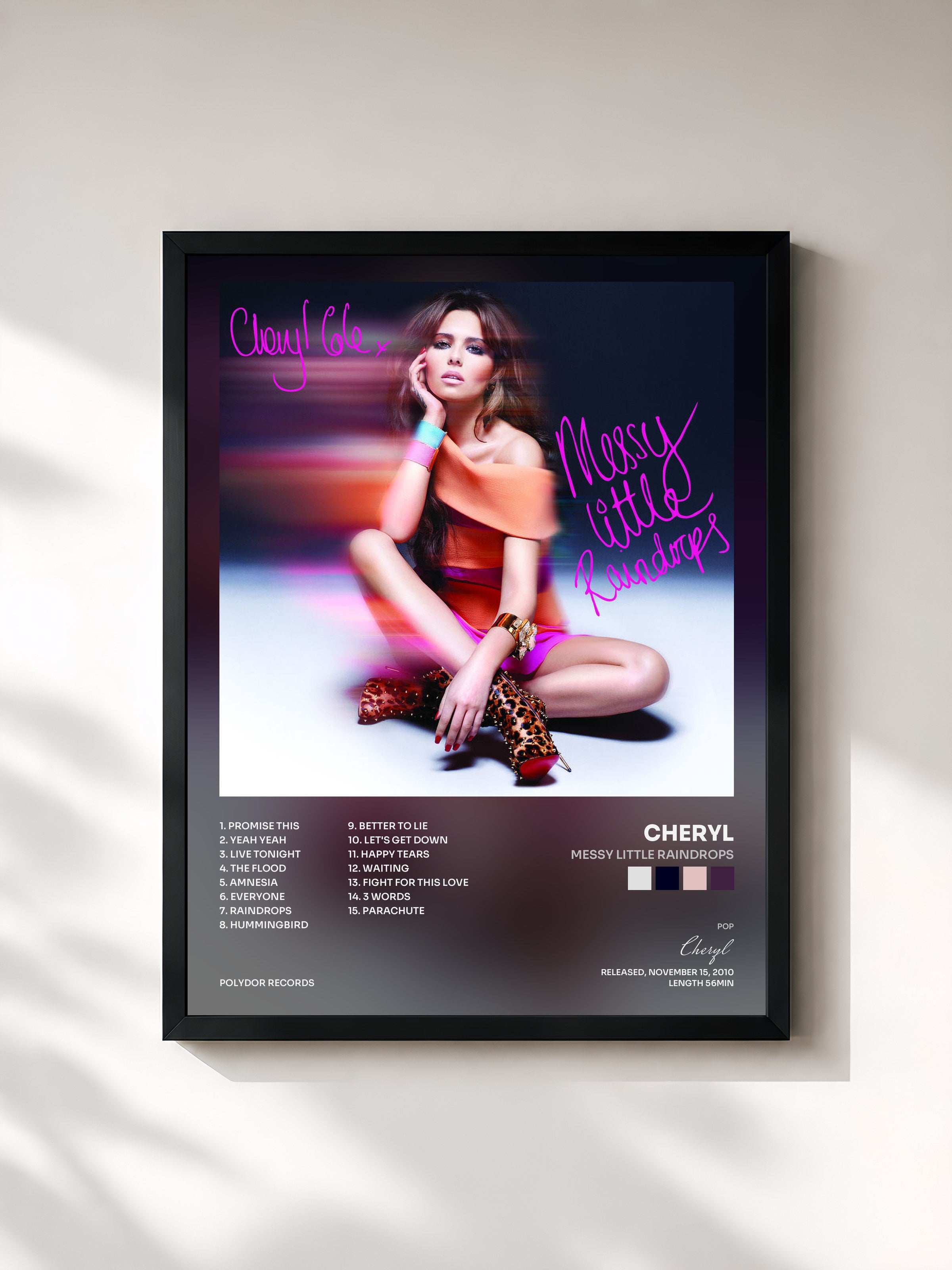 #noir Tableau de l'album Messy Little Raindrops de Cheryl, cadre noir, imprimé et encadré en France