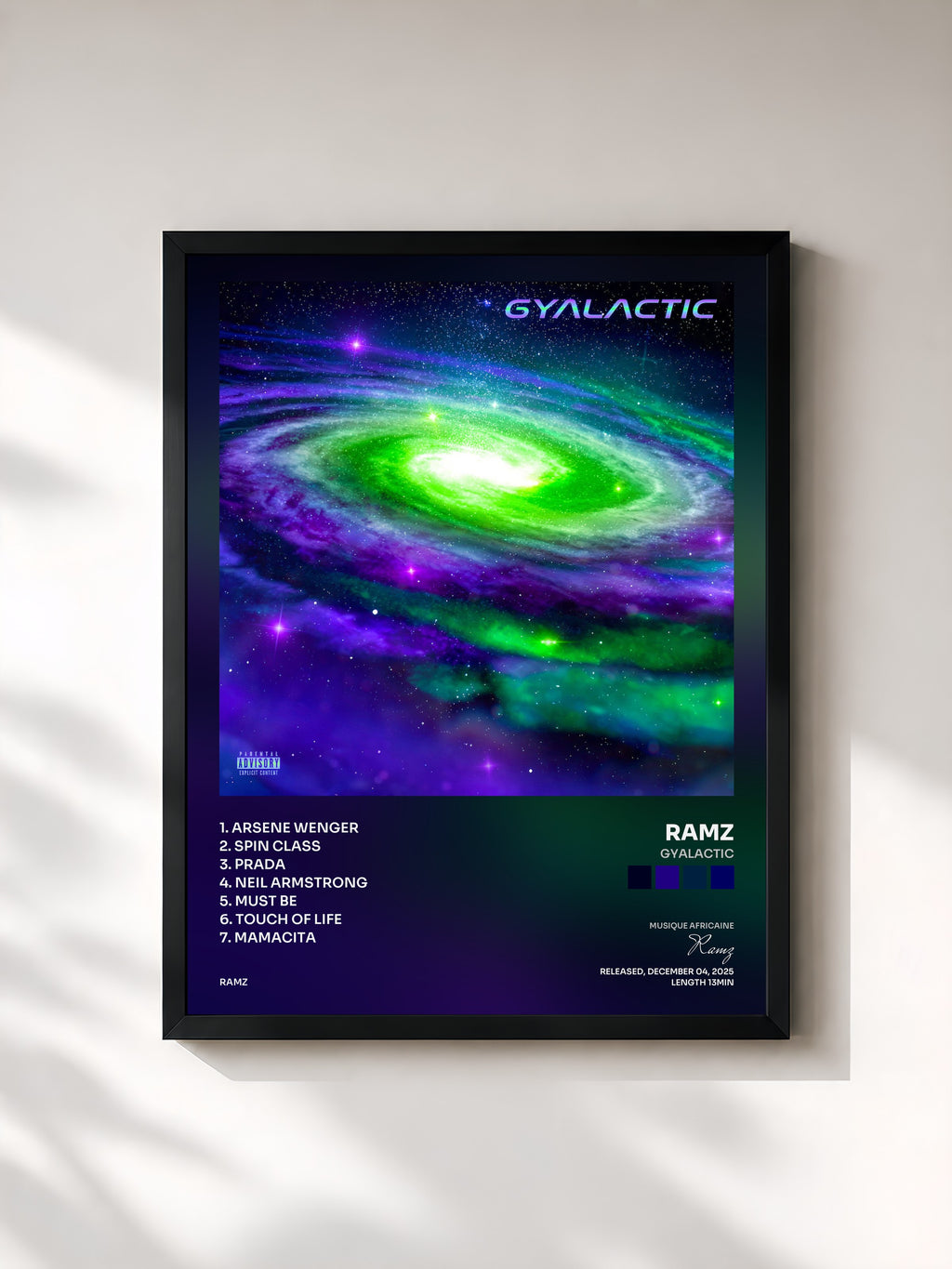 #noir Tableau de l'album GYALACTIC de Ramz, cadre noir, imprimé et encadré en France