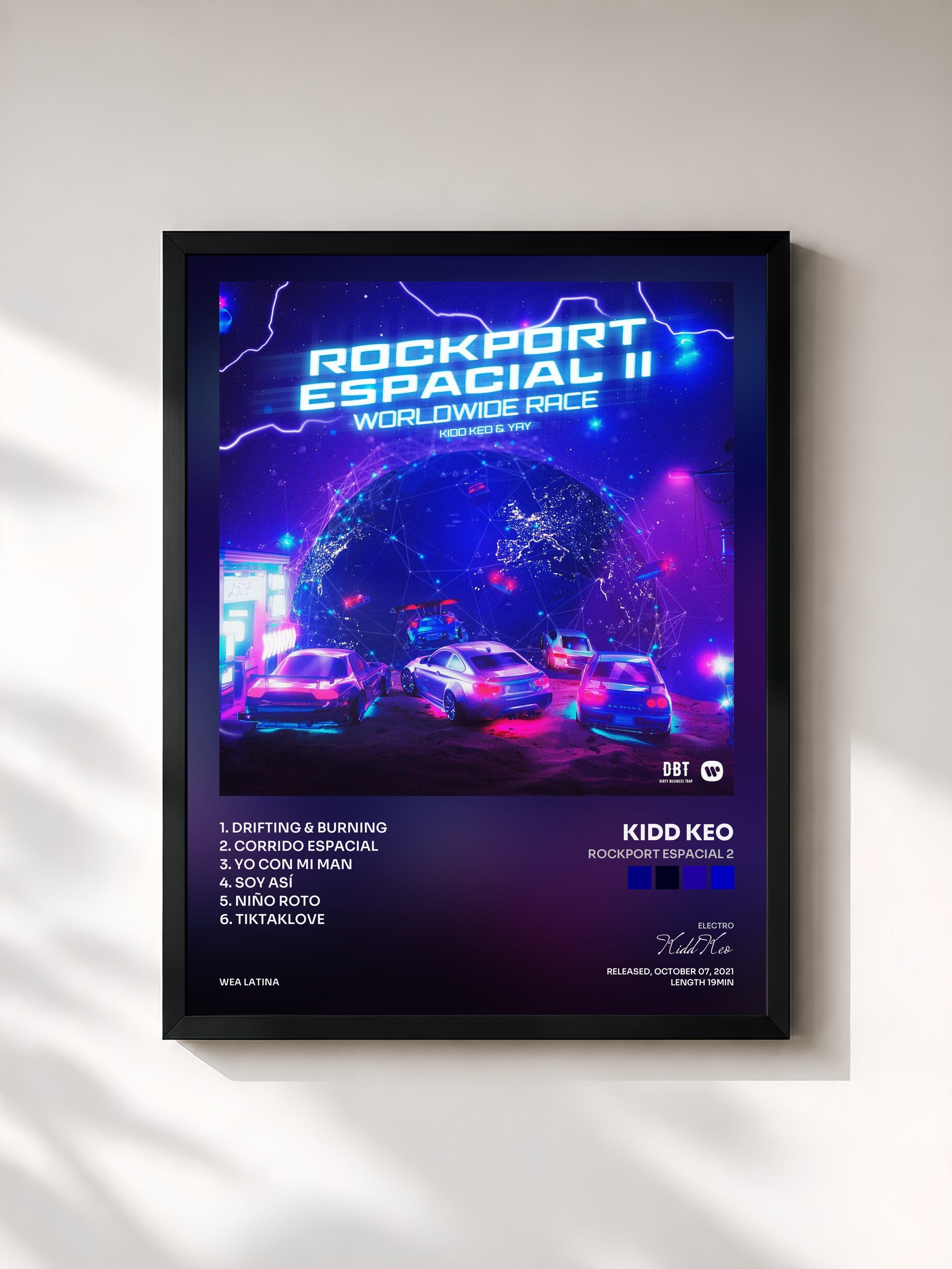 #noir Tableau de l'album Rockport Espacial 2 de Kidd Keo, cadre noir, imprimé et encadré en France