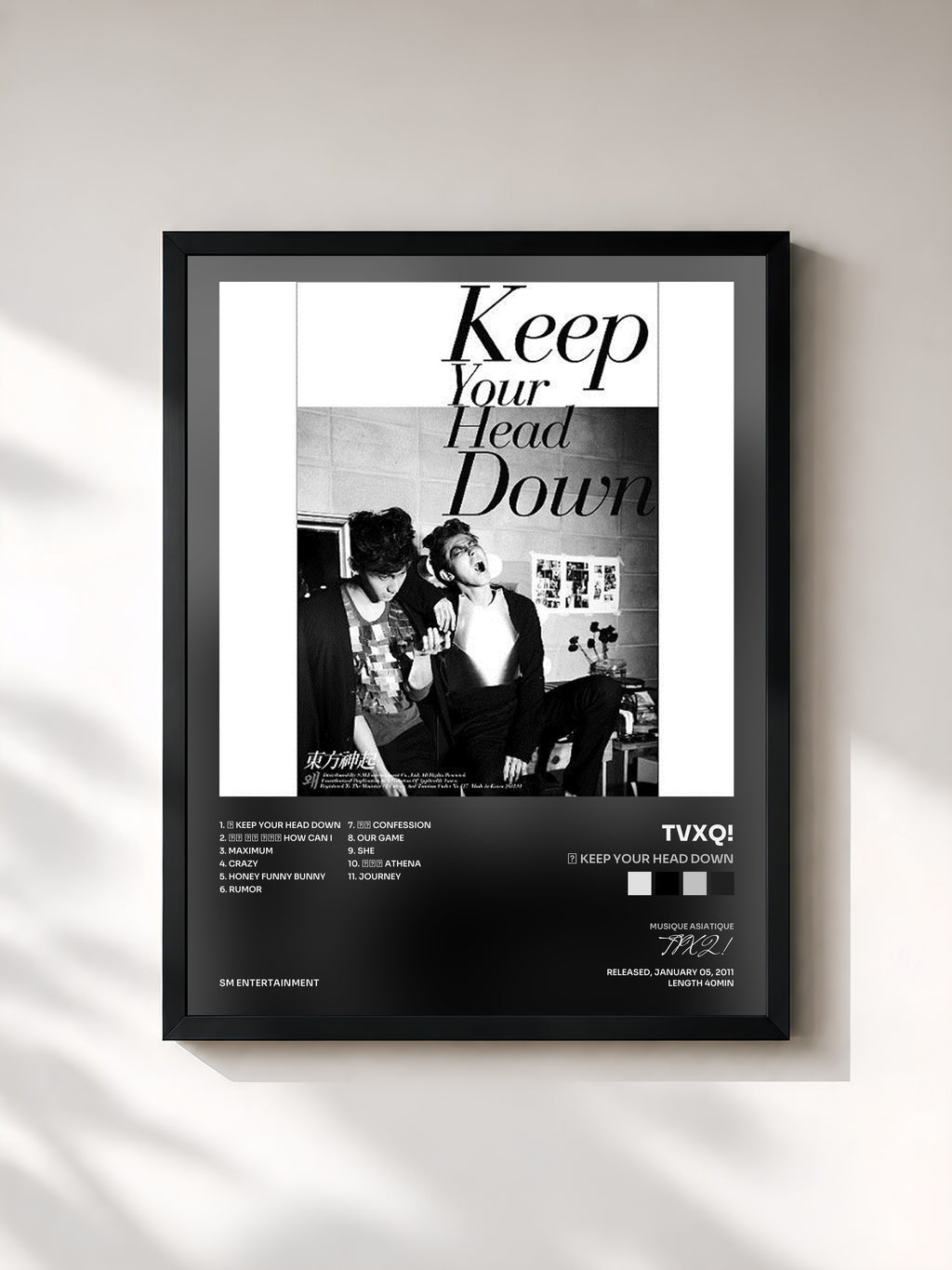 #noir Tableau de l'album 왜 Keep Your Head Down de TVXQ!, cadre noir, imprimé et encadré en France