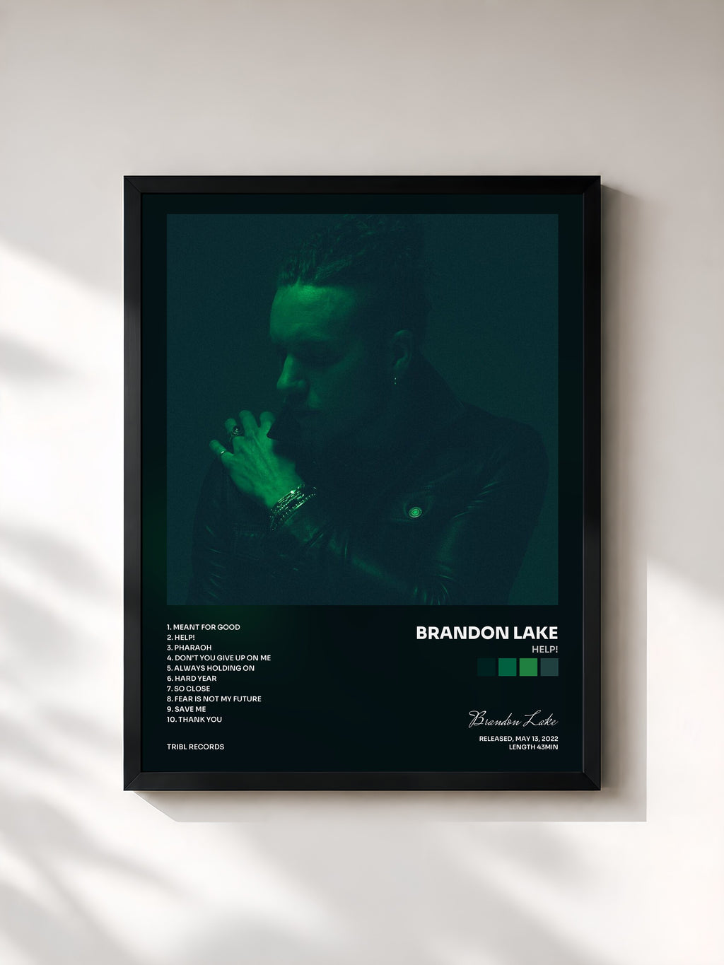 #noir Tableau de l'album HELP! de Brandon Lake, cadre noir, imprimé et encadré en France