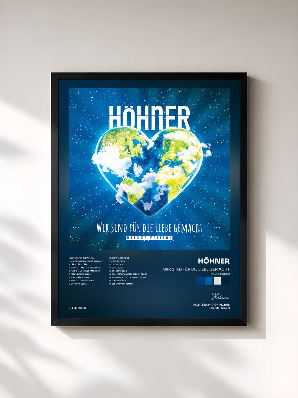 #noir Tableau de l'album Wir sind für die Liebe gemacht (Deluxe Edition) de Höhner, cadre noir, imprimé et encadré en France