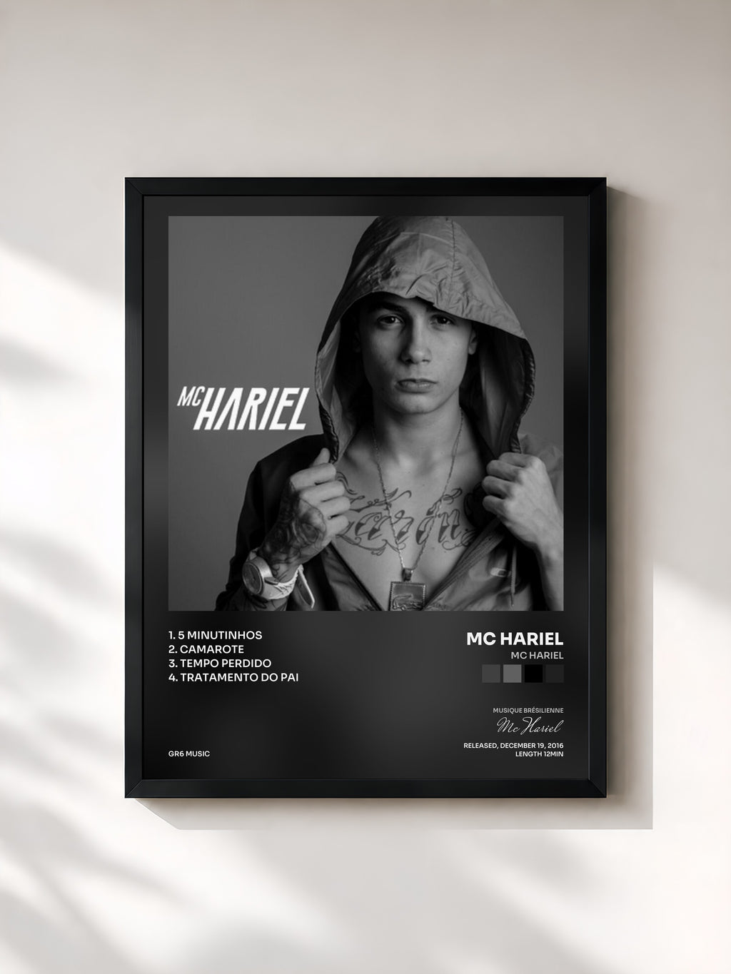 #noir Tableau de l'album MC Hariel de Mc Hariel, cadre noir, imprimé et encadré en France