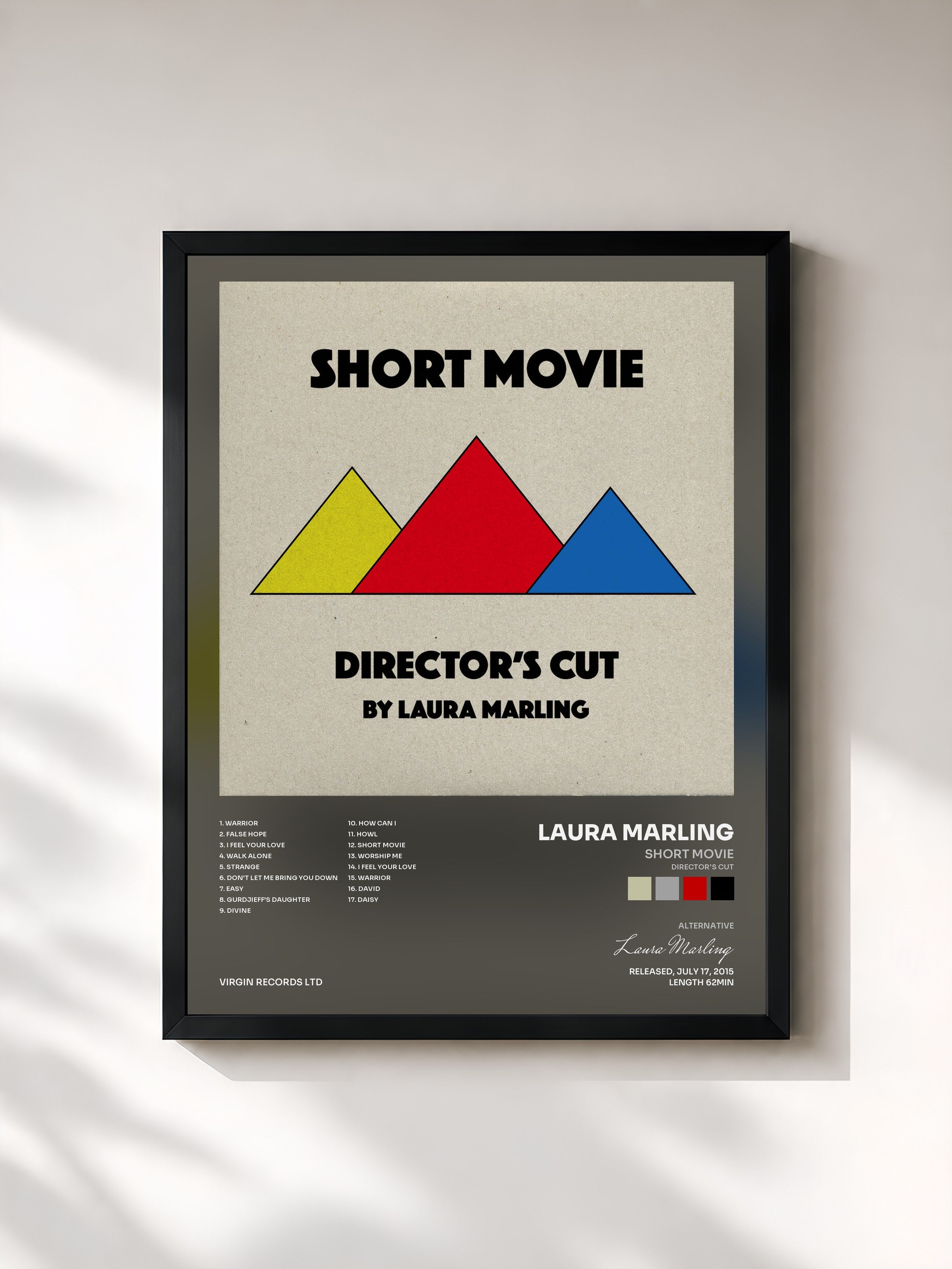#noir Tableau de l'album Short Movie (Director's Cut) de Laura Marling, cadre noir, imprimé et encadré en France