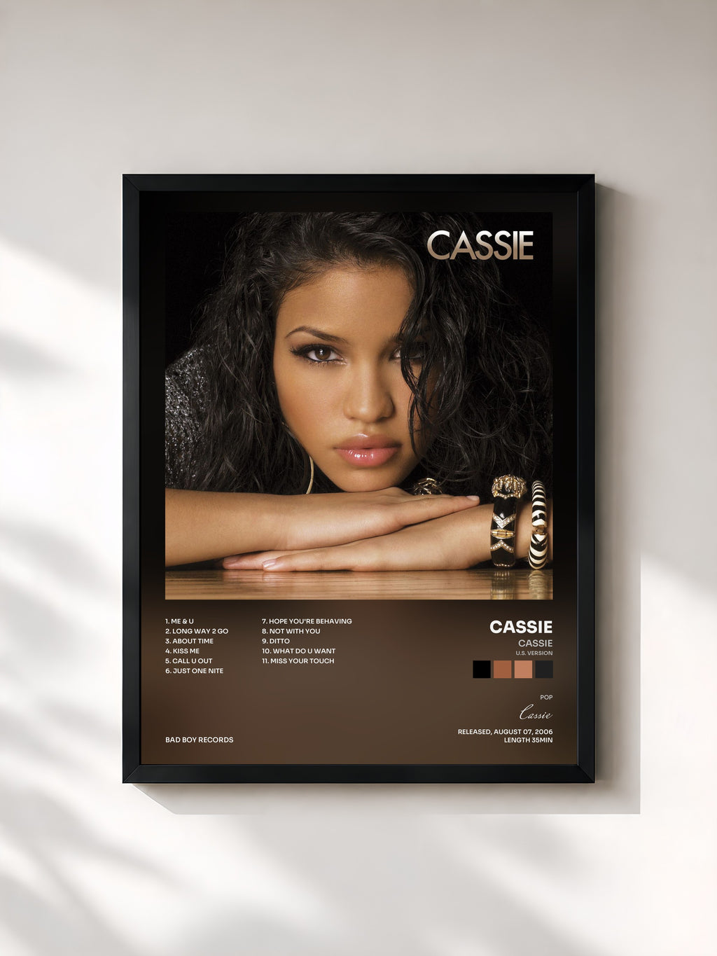 #noir Tableau de l'album Cassie (U.S. Version) de Cassie, cadre noir, imprimé et encadré en France