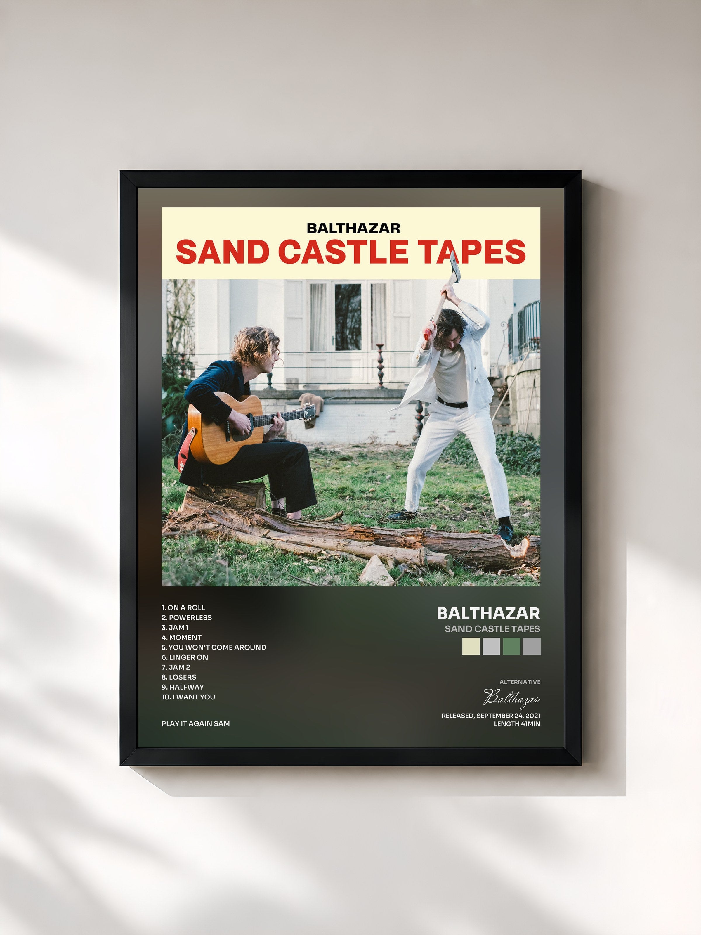 #noir Tableau de l'album Sand Castle Tapes de Balthazar, cadre noir, imprimé et encadré en France