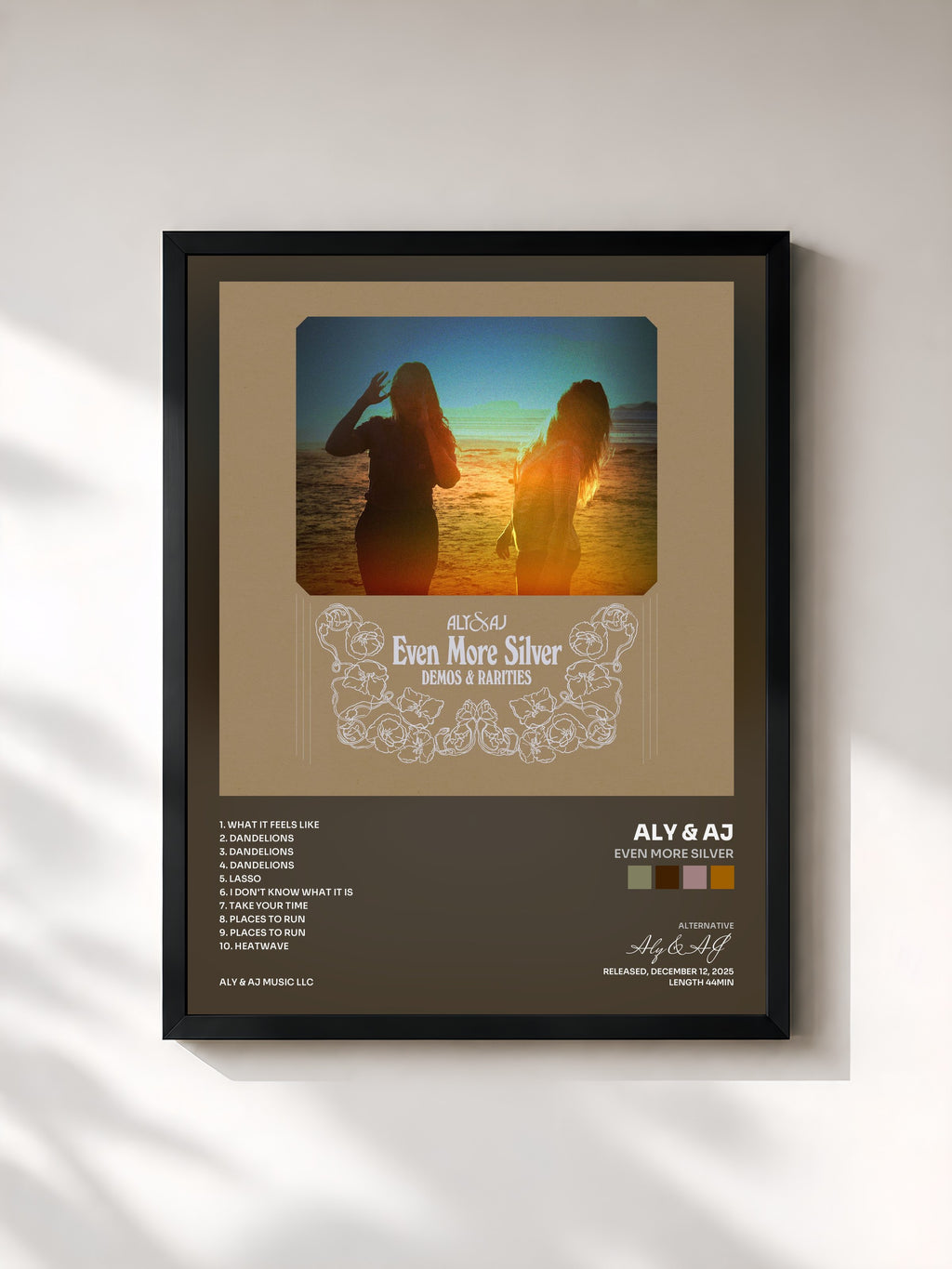 #noir Tableau de l'album Even More Silver de Aly & AJ, cadre noir, imprimé et encadré en France