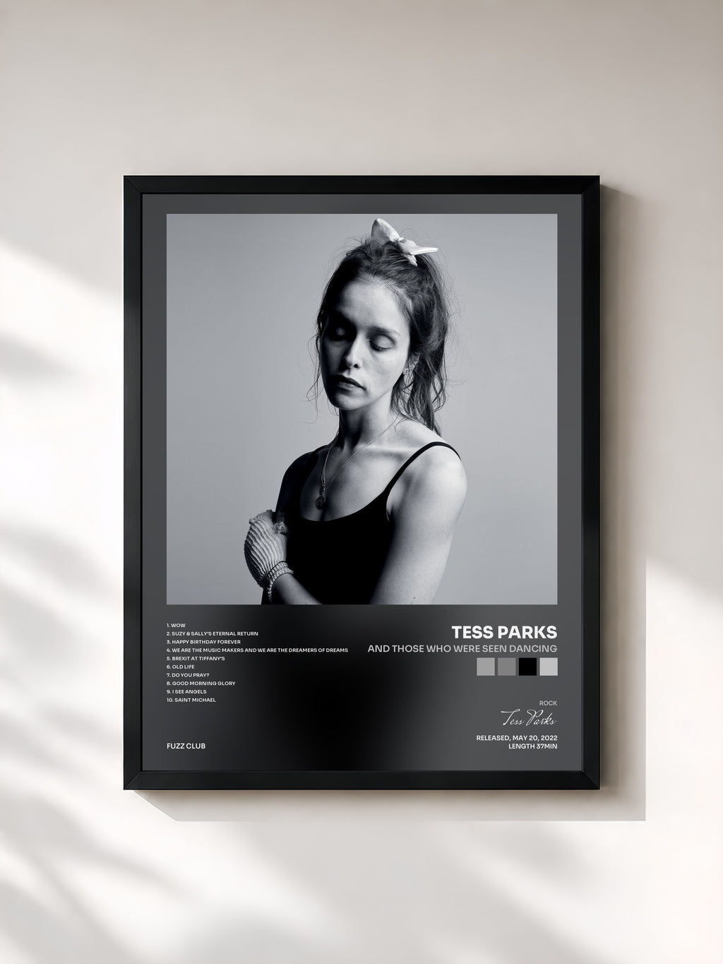 #noir Tableau de l'album And Those Who Were Seen Dancing de Tess Parks, cadre noir, imprimé et encadré en France