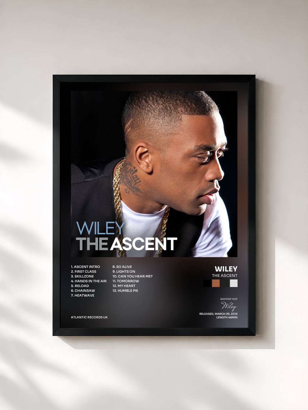 #noir Tableau de l'album The Ascent de Wiley, cadre noir, imprimé et encadré en France