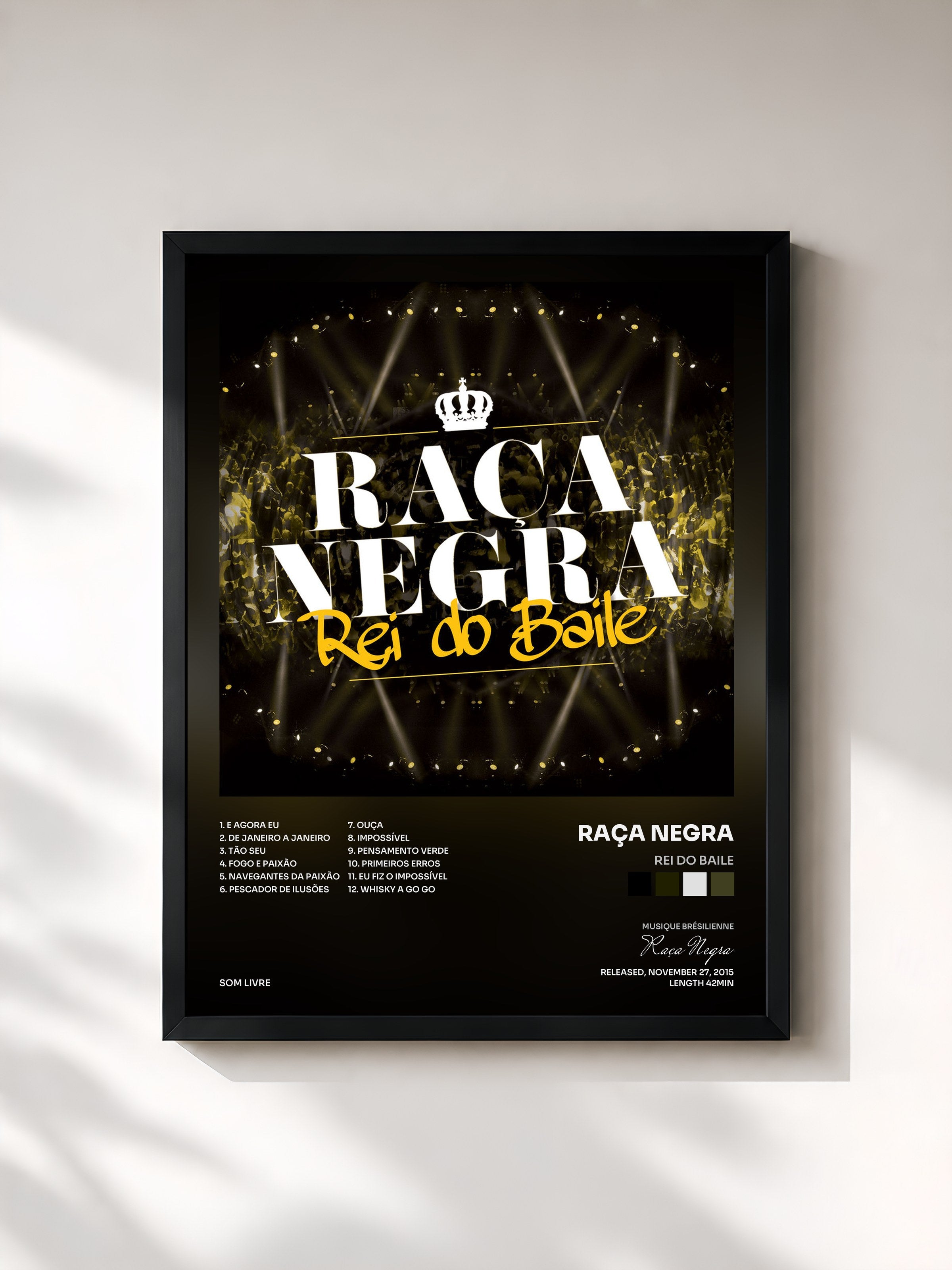 #noir Tableau de l'album Rei do Baile de Raça Negra, cadre noir, imprimé et encadré en France
