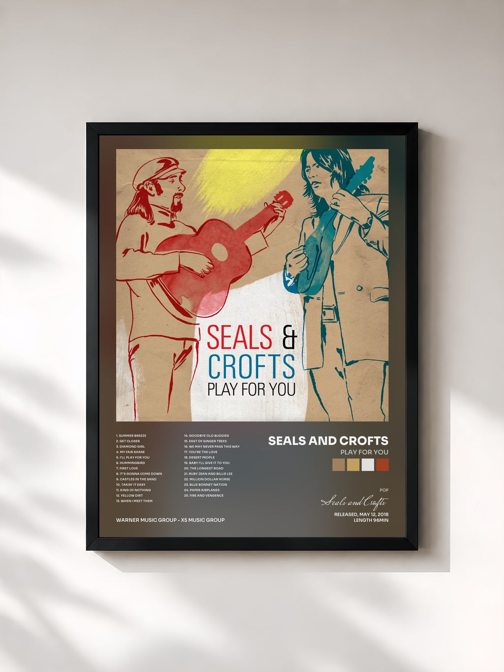 #noir Tableau de l'album Play For You de Seals and Crofts, cadre noir, imprimé et encadré en France