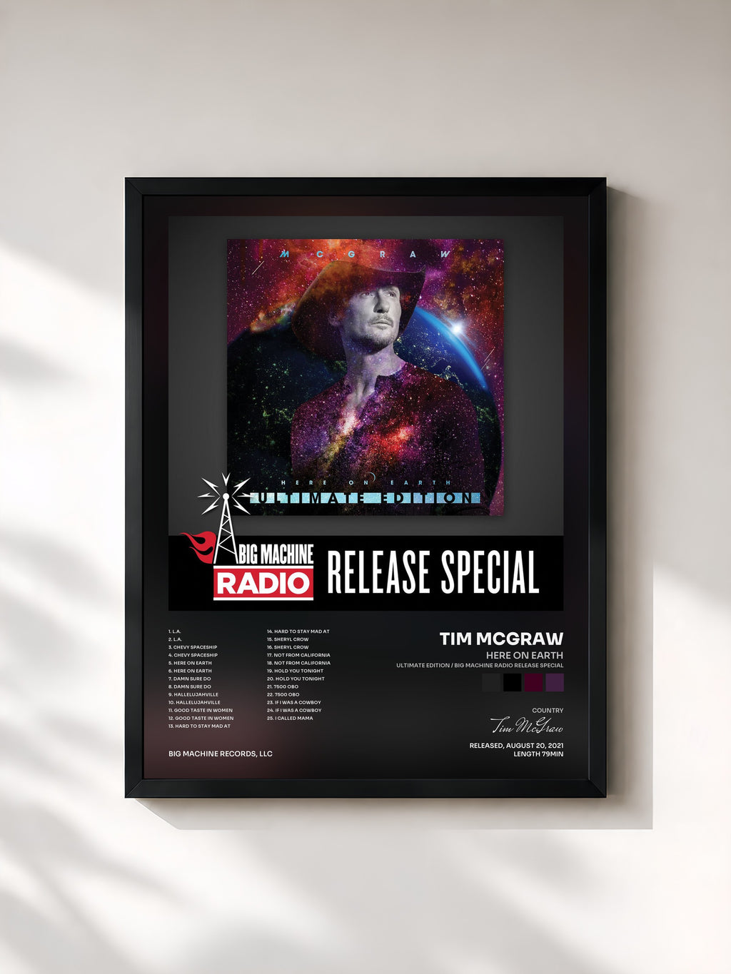 #noir Here On Earth (Ultimate Edition / Big Machine Radio Release Special) di Tim McGraw in stampa incorniciata, cornice nera, stampata e incorniciata in Francia