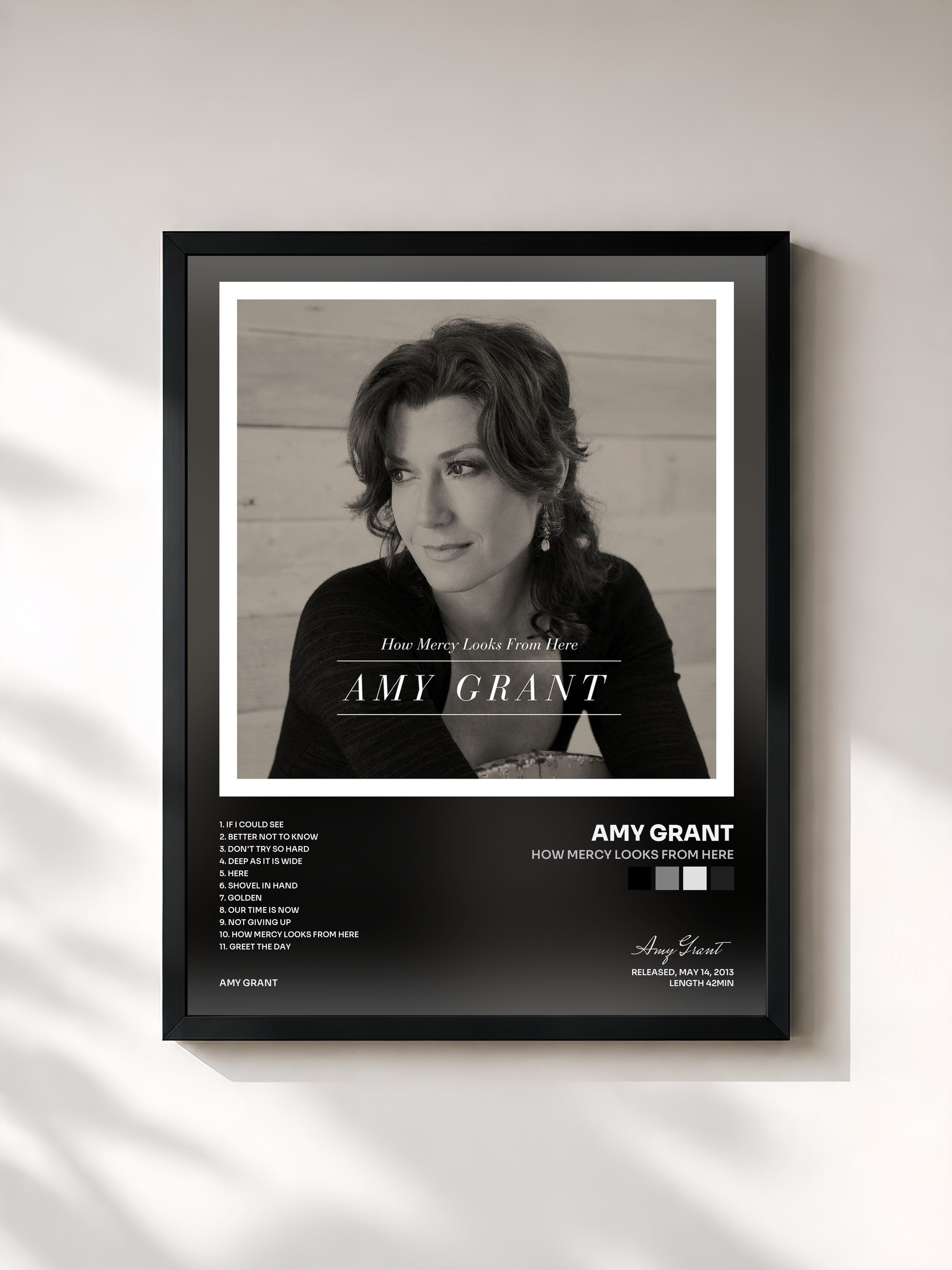 #noir Tableau de l'album How Mercy Looks From Here de Amy Grant, cadre noir, imprimé et encadré en France