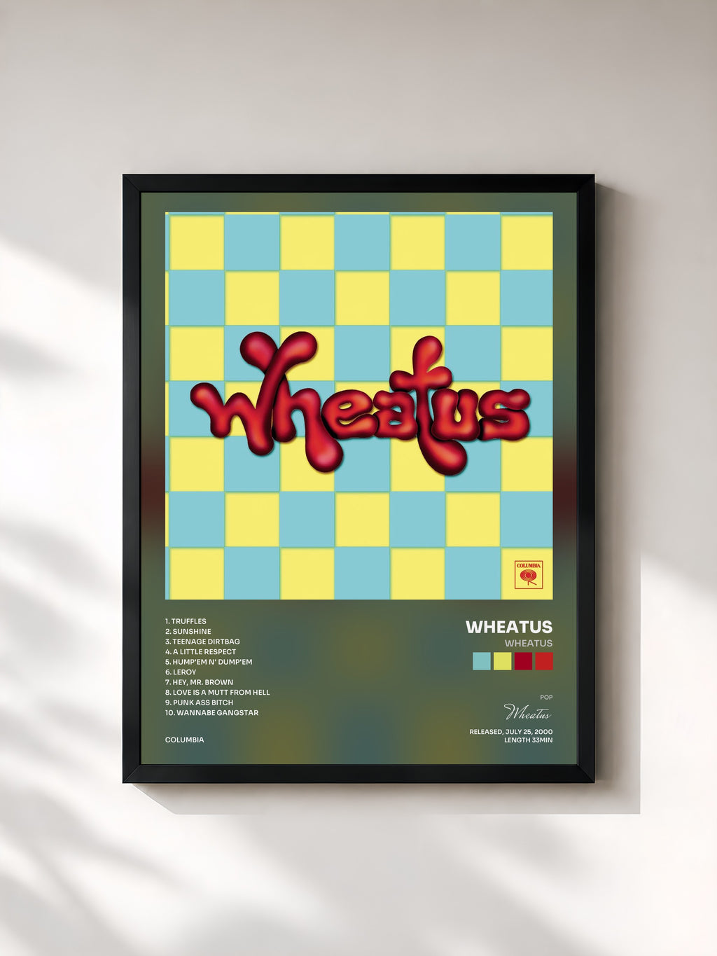 #noir Tableau de l'album Wheatus de Wheatus, cadre noir, imprimé et encadré en France