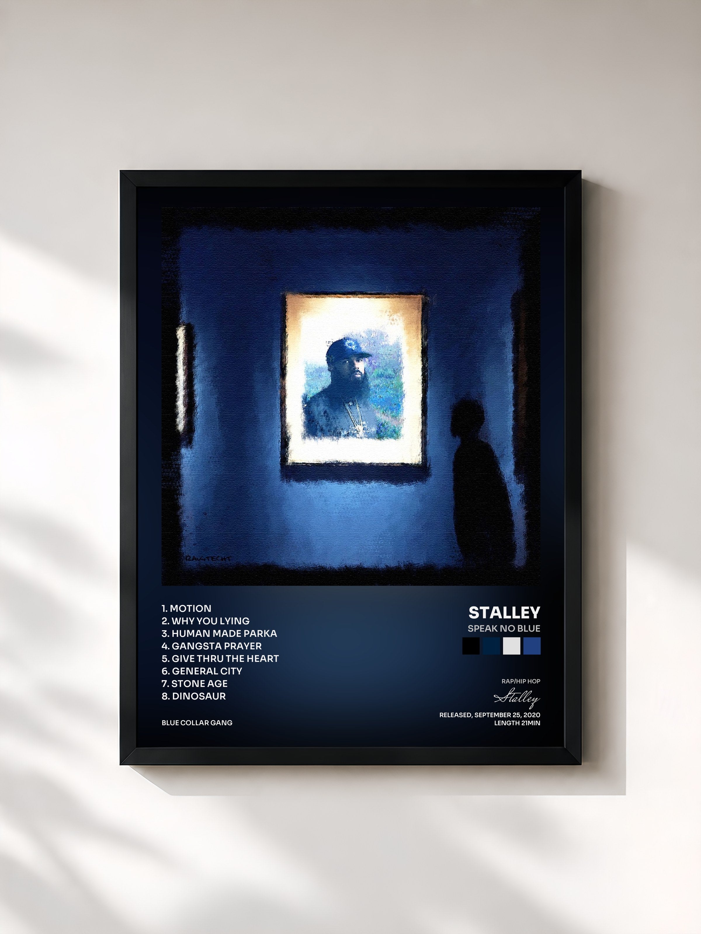 #noir Tableau de l'album Speak No Blue de Stalley, cadre noir, imprimé et encadré en France