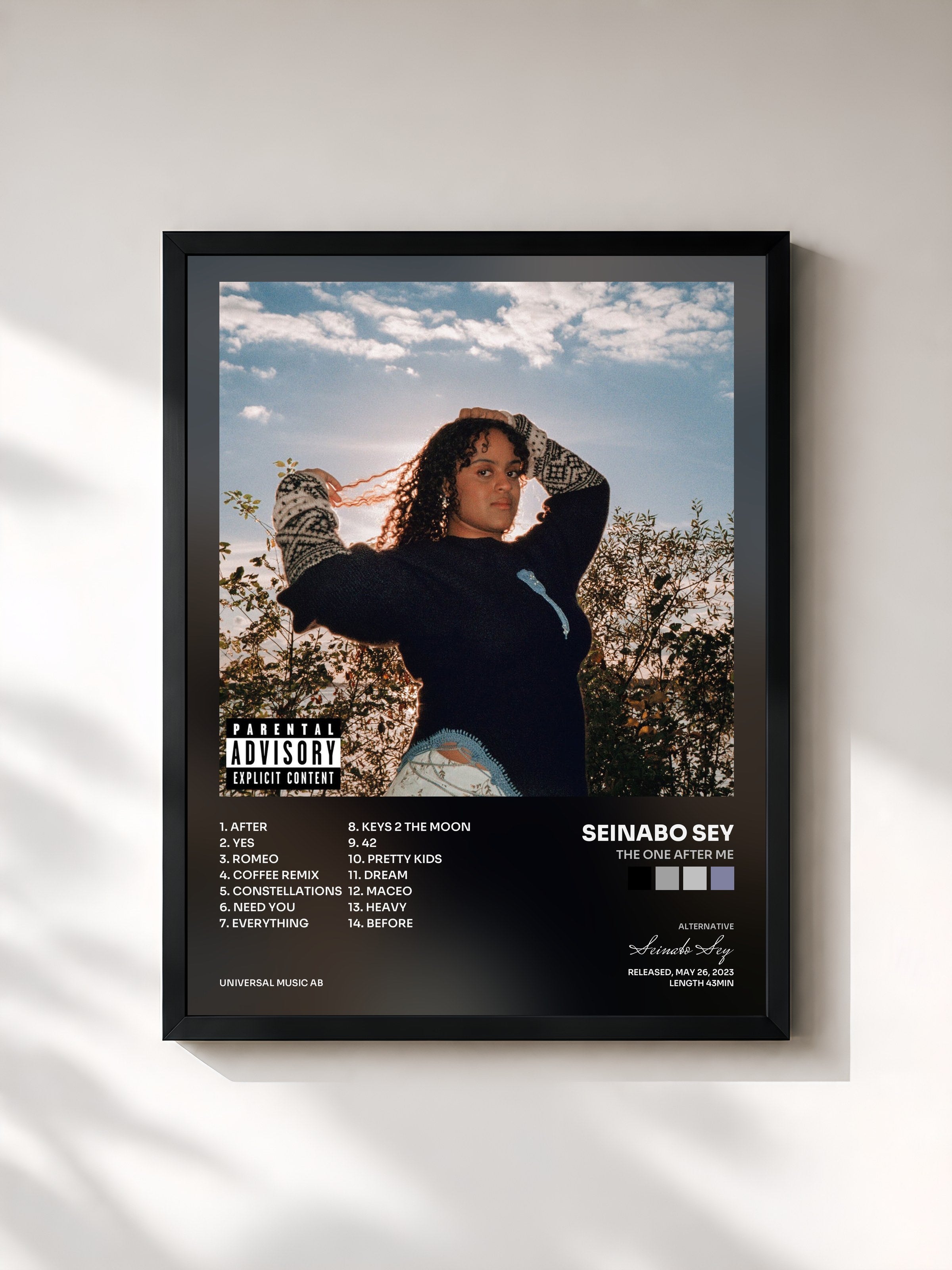 #noir Tableau de l'album THE ONE AFTER ME de Seinabo Sey, cadre noir, imprimé et encadré en France