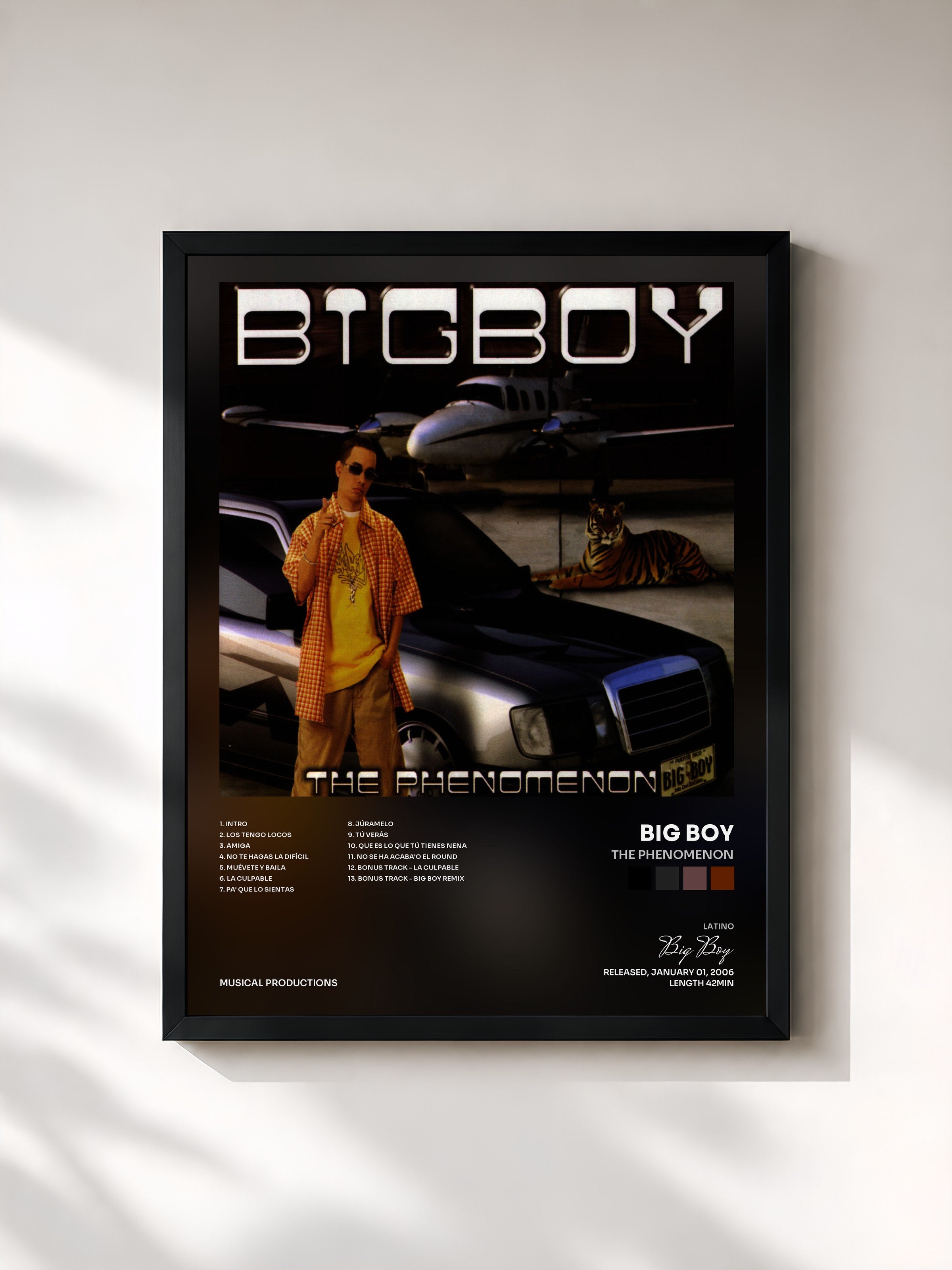 #noir Tableau de l'album The Phenomenon de Big Boy, cadre noir, imprimé et encadré en France