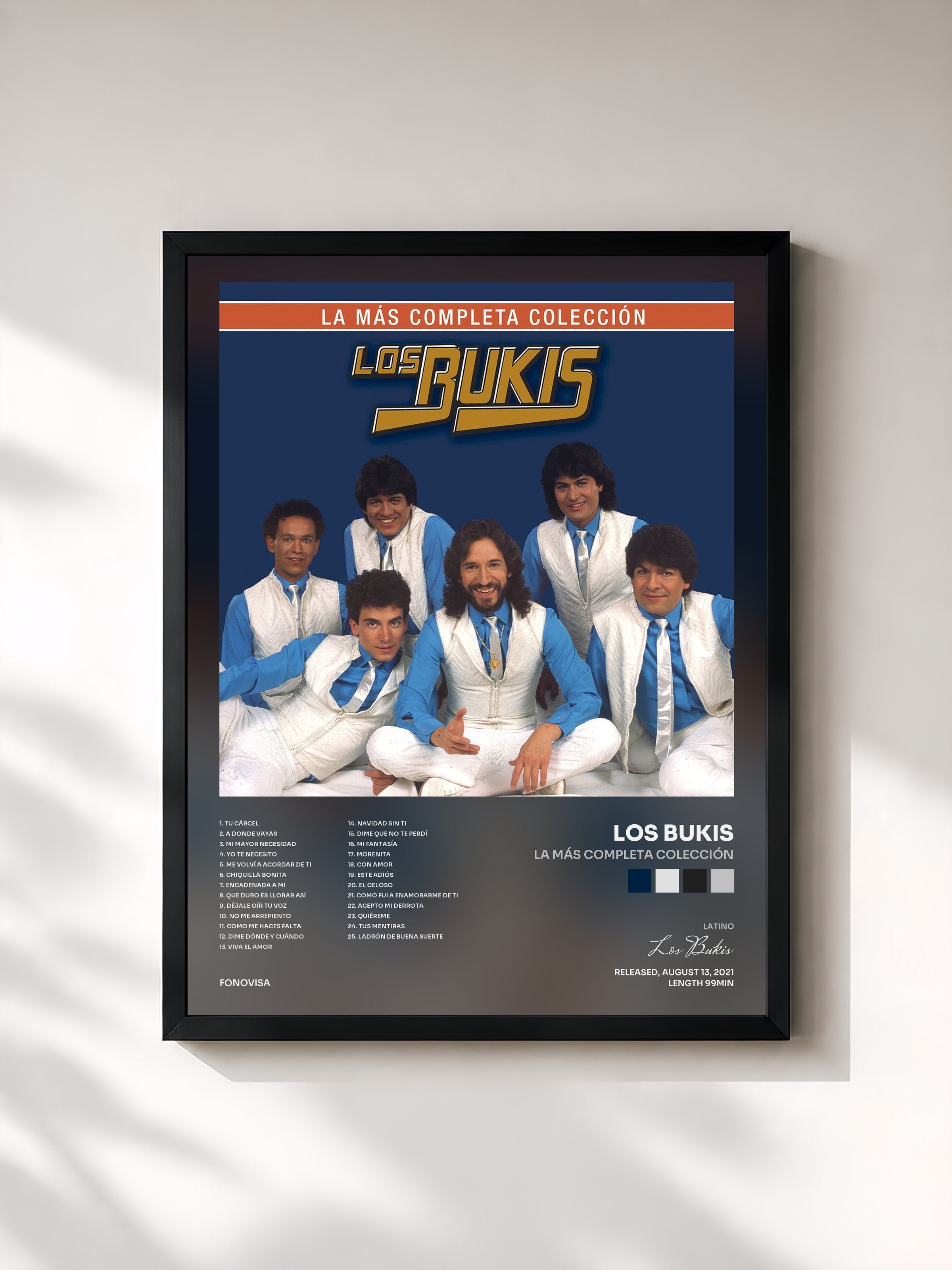 #noir Tableau de l'album La Más Completa Colección de Los Bukis, cadre noir, imprimé et encadré en France