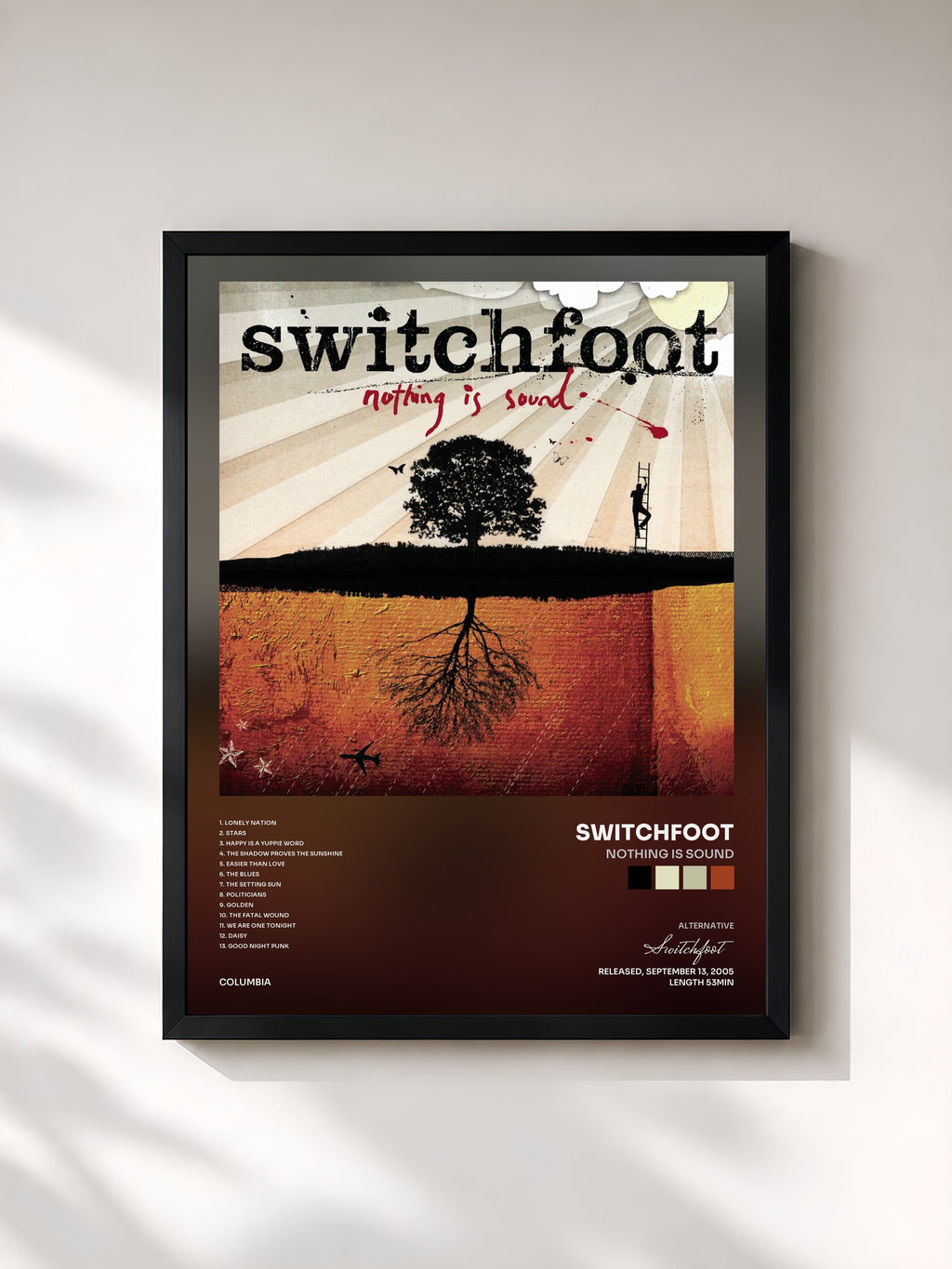 #noir Tableau de l'album Nothing Is Sound de Switchfoot, cadre noir, imprimé et encadré en France