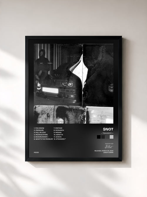 #noir Tableau de l'album - TRAGEDY + de $Not, cadre noir, imprimé et encadré en France