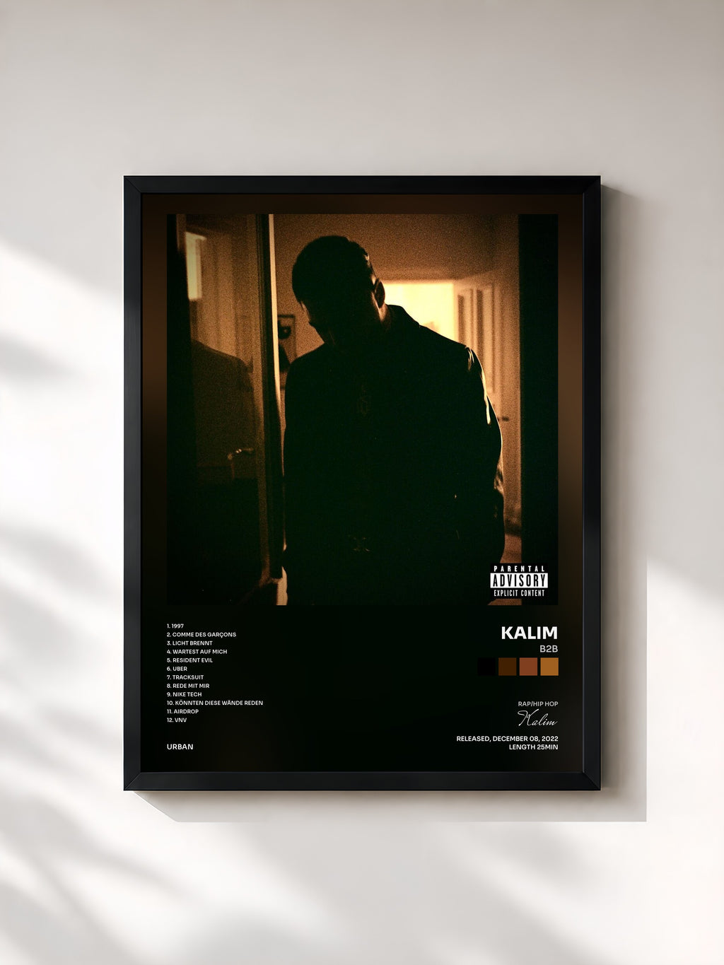 #noir Tableau de l'album B2B de Kalim, cadre noir, imprimé et encadré en France