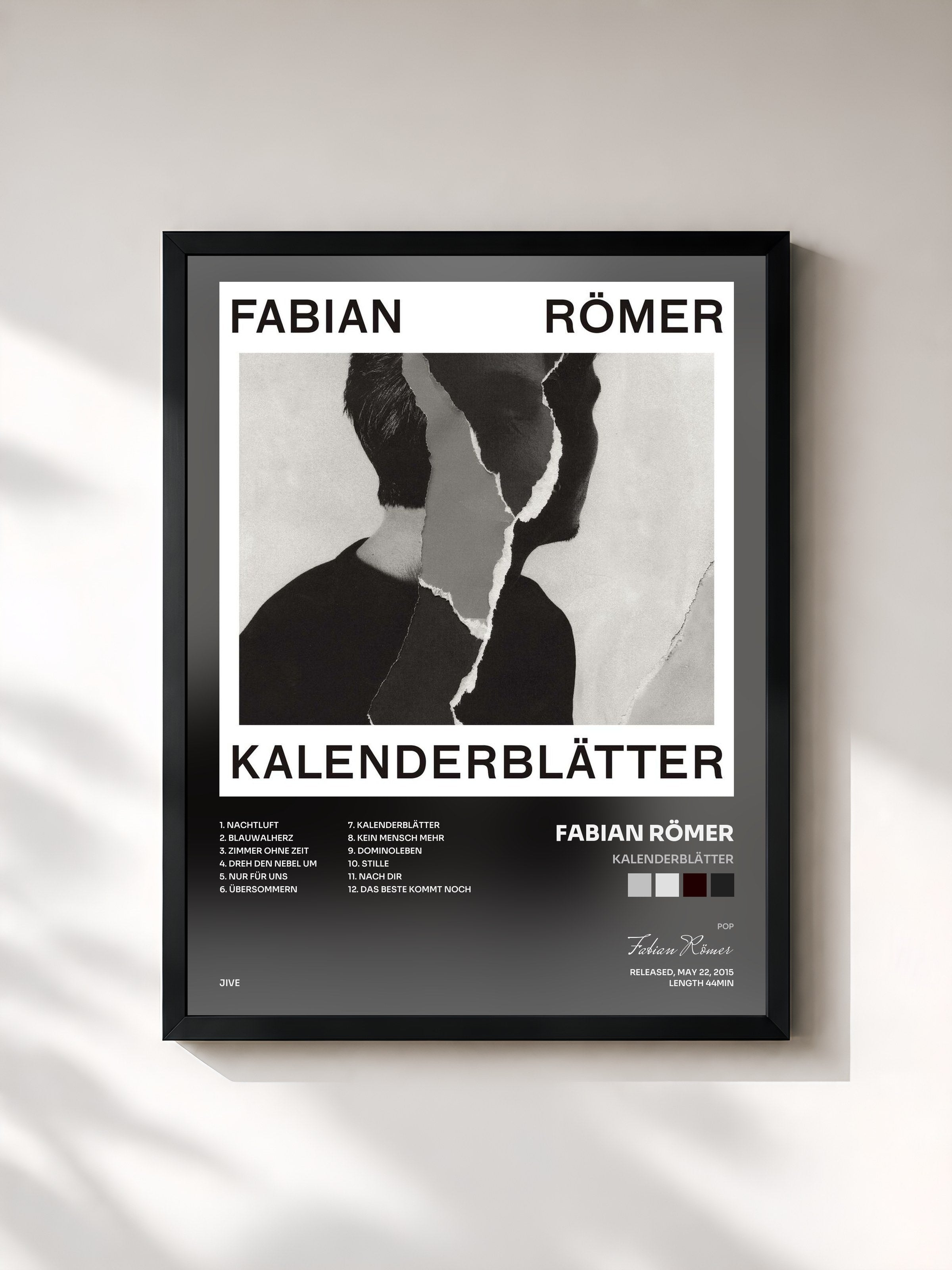 #noir Tableau de l'album Kalenderblätter de Fabian Römer, cadre noir, imprimé et encadré en France