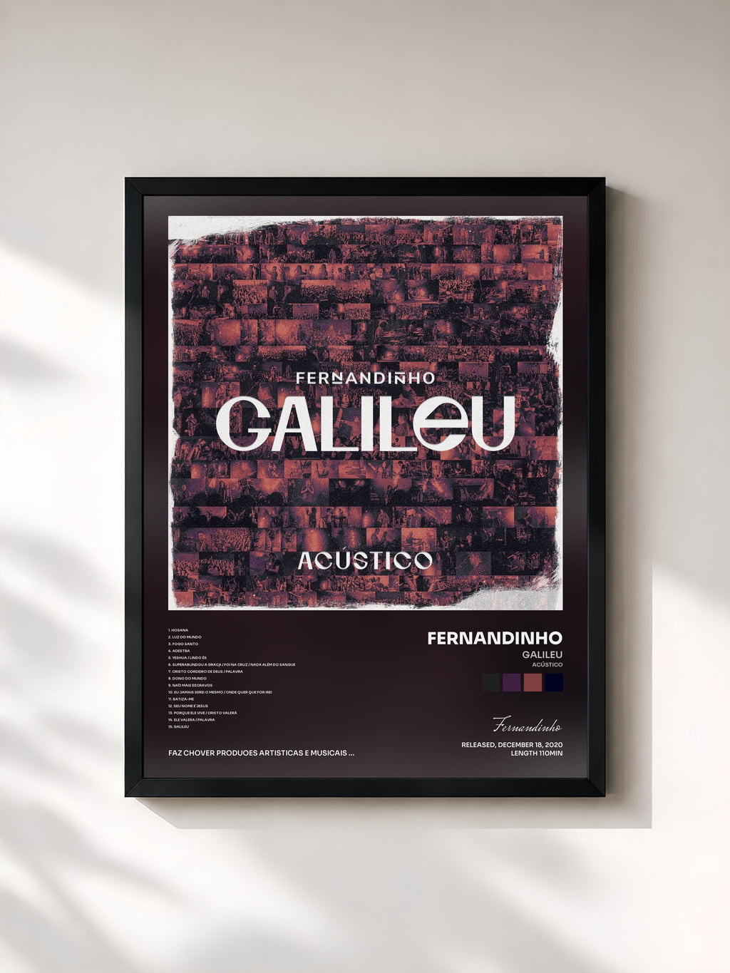#noir Tableau de l'album Galileu (Acústico) de Fernandinho, cadre noir, imprimé et encadré en France