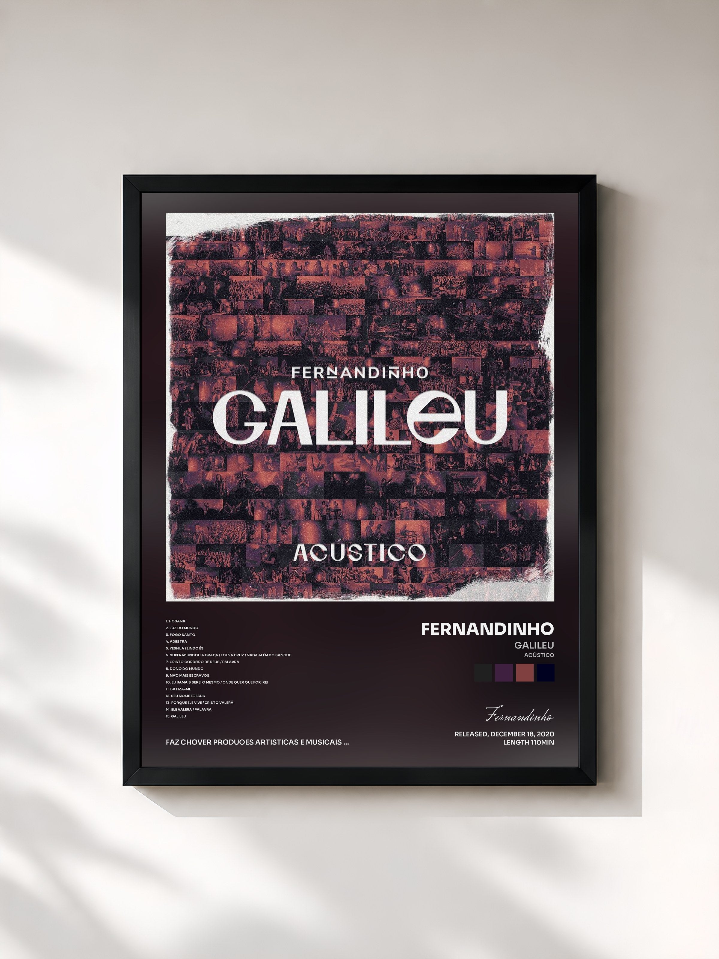 #noir Tableau de l'album Galileu (Acústico) de Fernandinho, cadre noir, imprimé et encadré en France