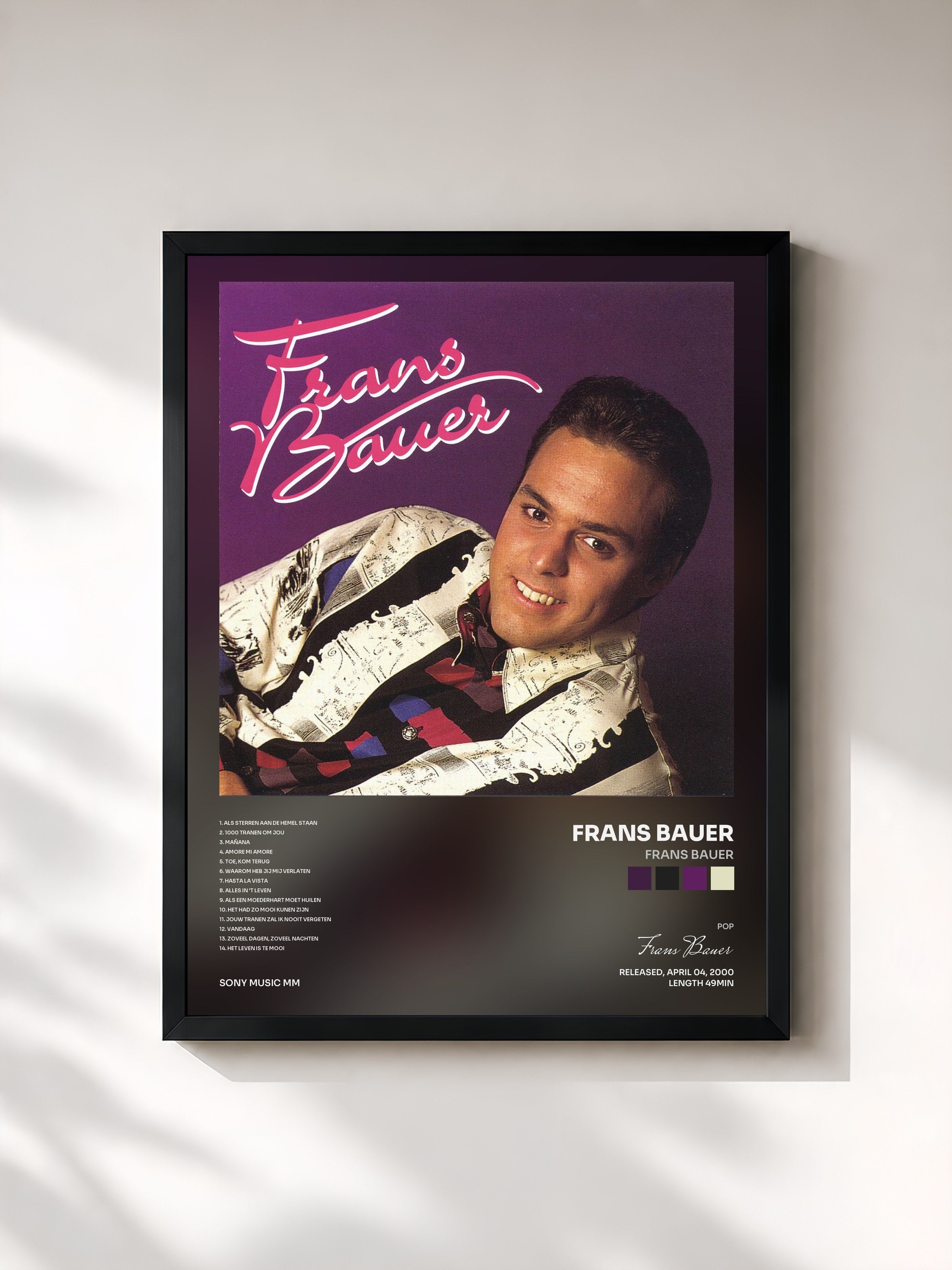 #noir Tableau de l'album Frans Bauer de Frans Bauer, cadre noir, imprimé et encadré en France