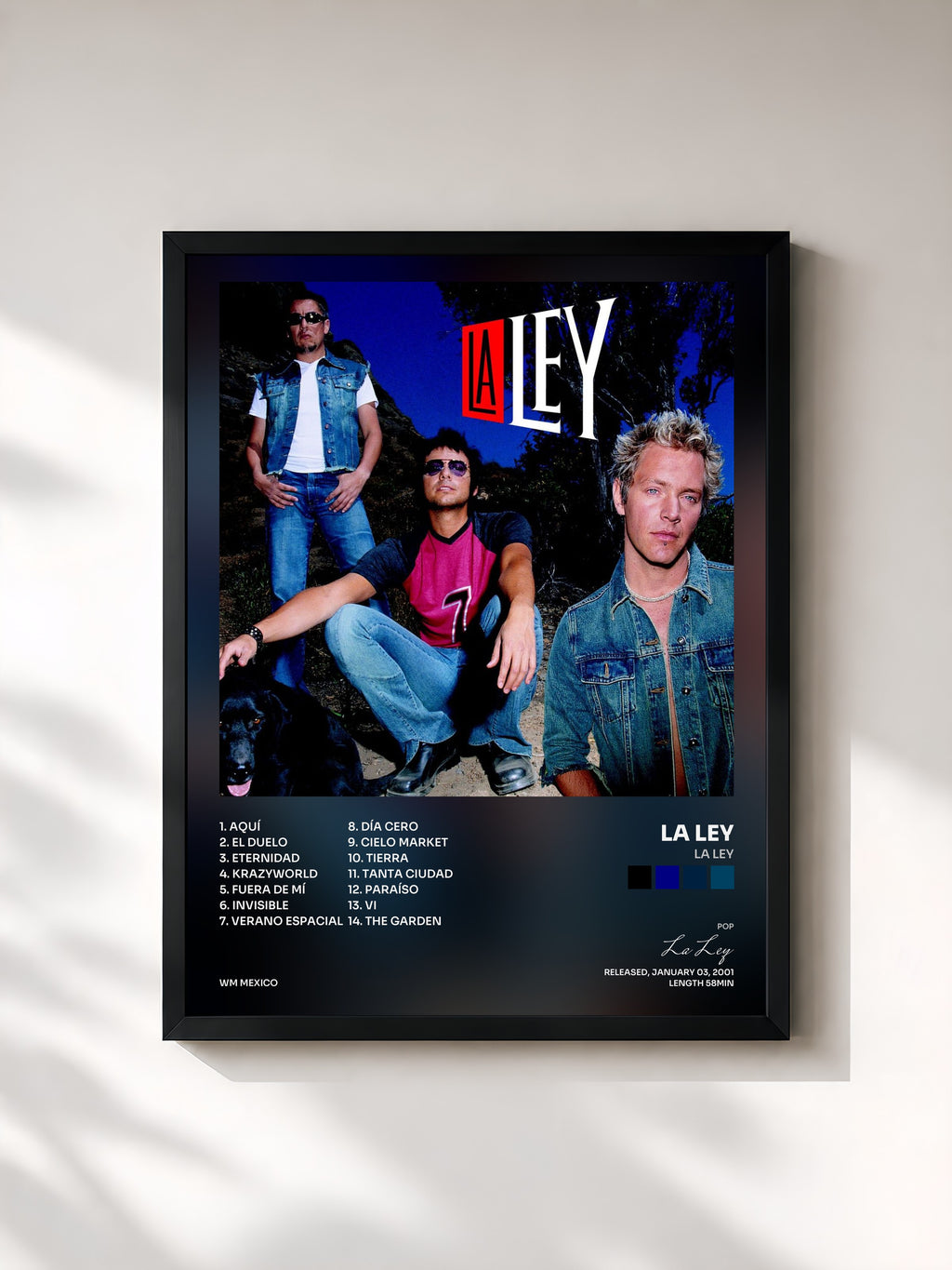 #noir Tableau de l'album La Ley de La Ley, cadre noir, imprimé et encadré en France