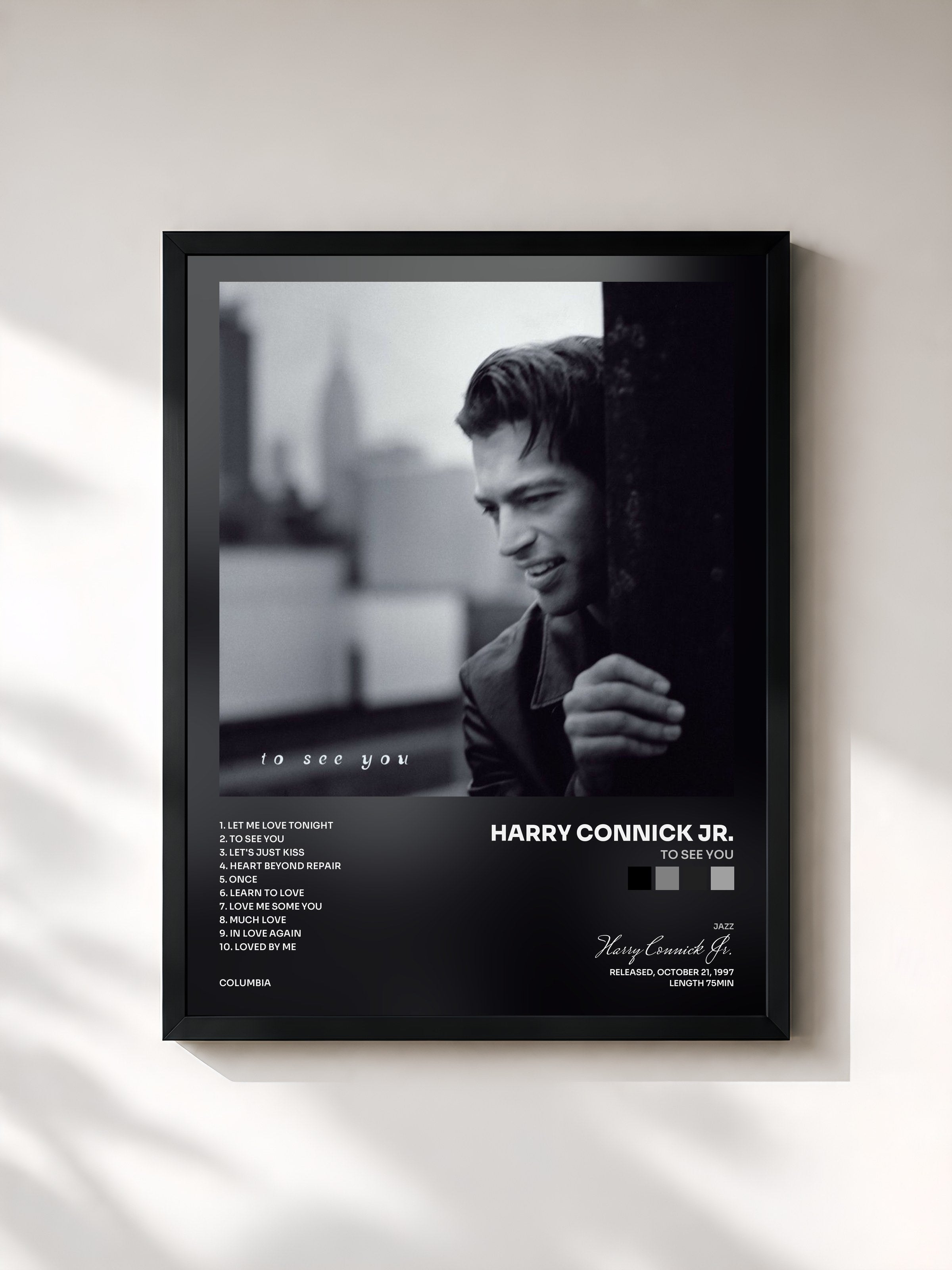 #noir Tableau de l'album To See You de Harry Connick Jr., cadre noir, imprimé et encadré en France