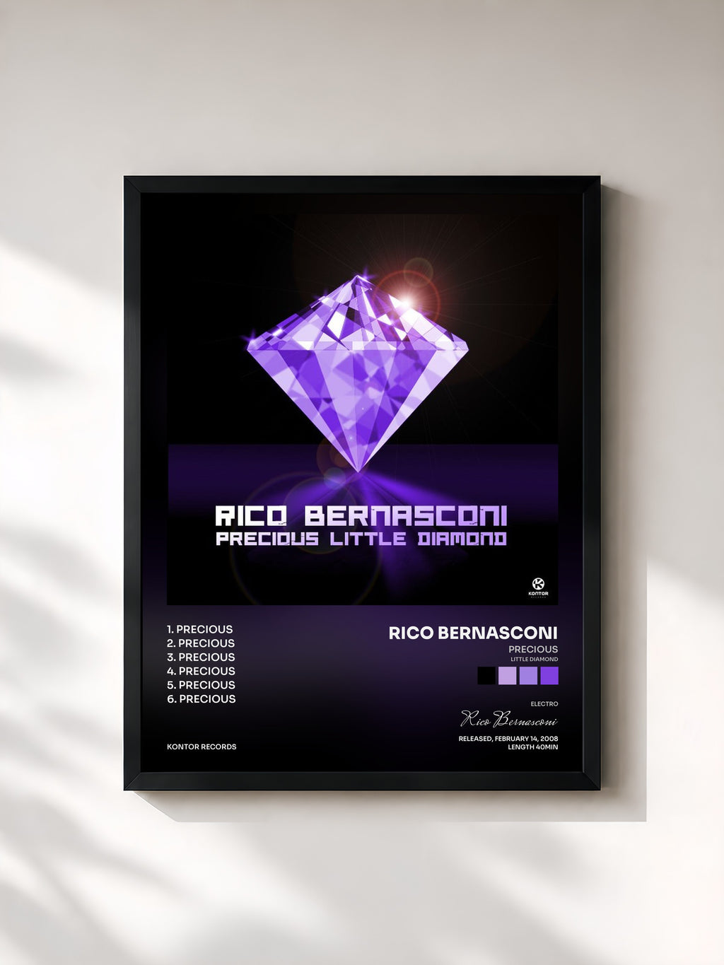 #noir Tableau de l'album Precious (Little Diamond) de Rico Bernasconi, cadre noir, imprimé et encadré en France