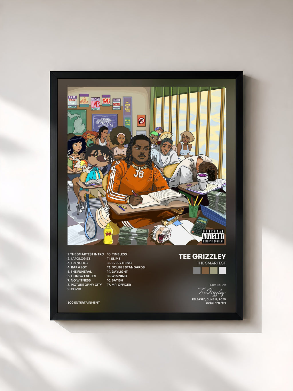 #noir Tableau de l'album The Smartest de Tee Grizzley, cadre noir, imprimé et encadré en France